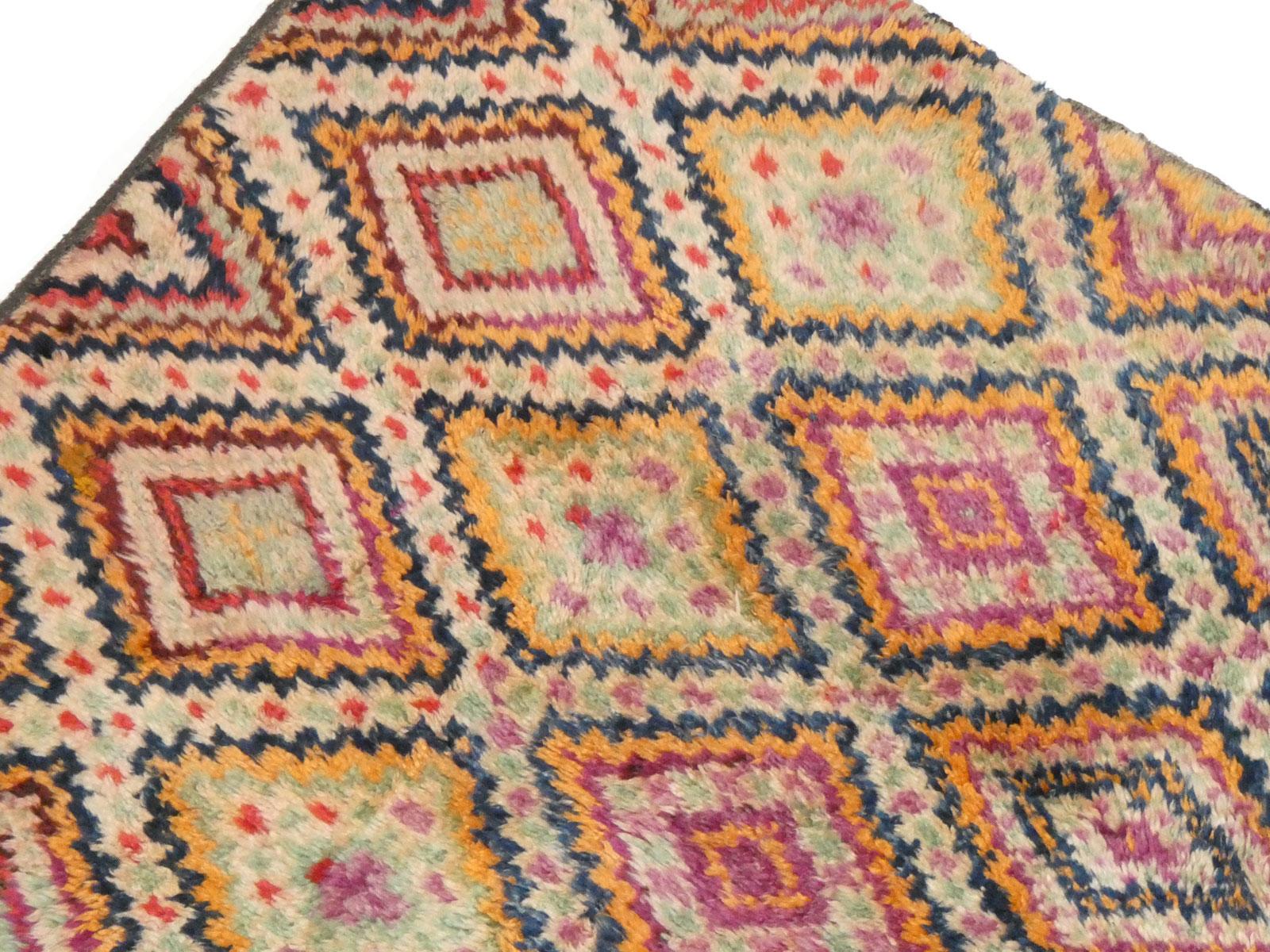 Midcentury Moroccan Beni M'Guild Wool Rug 6'3 x 12' For Sale 1