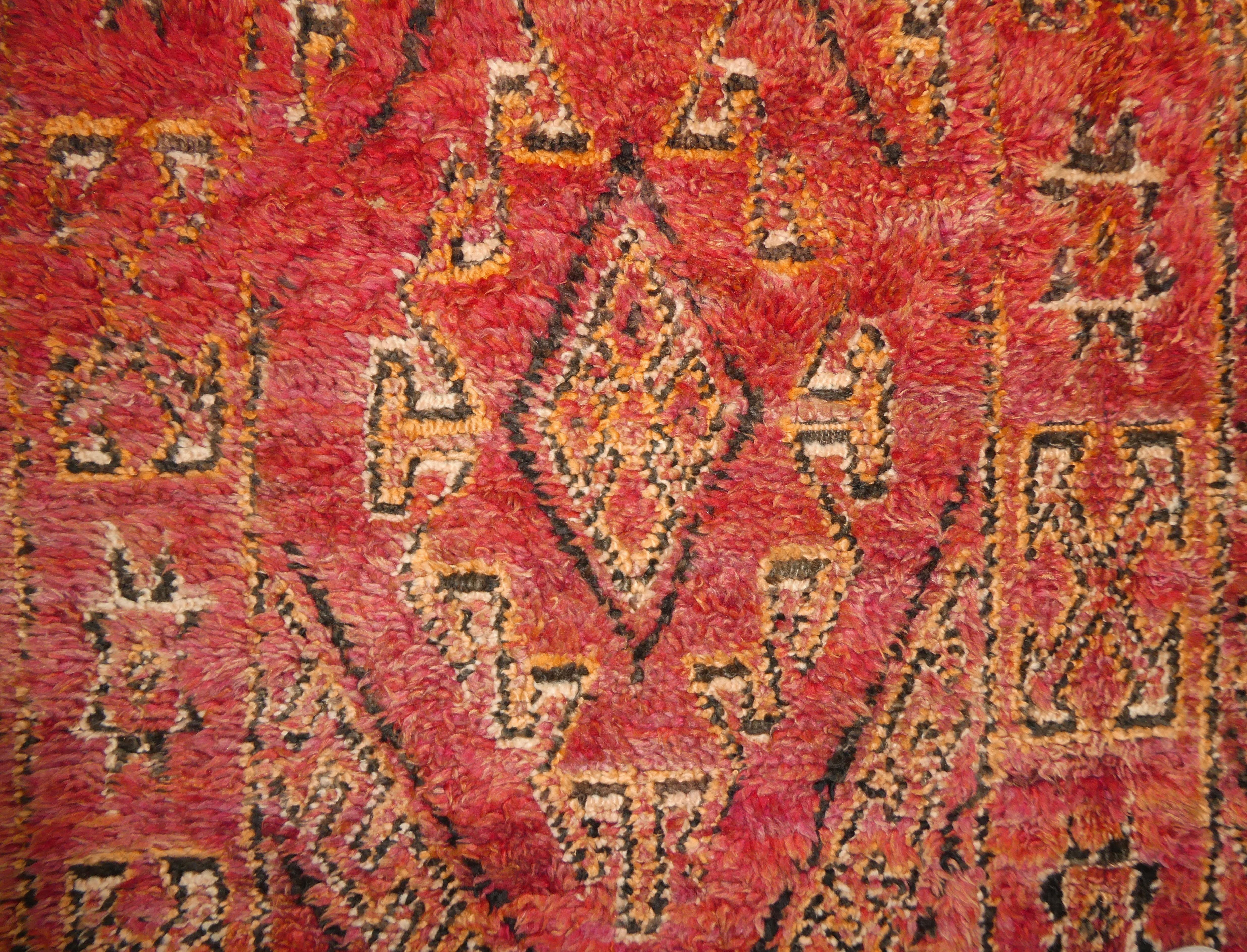 Hand-Knotted Midcentury Moroccan Beni M'Guild Wool Rug For Sale