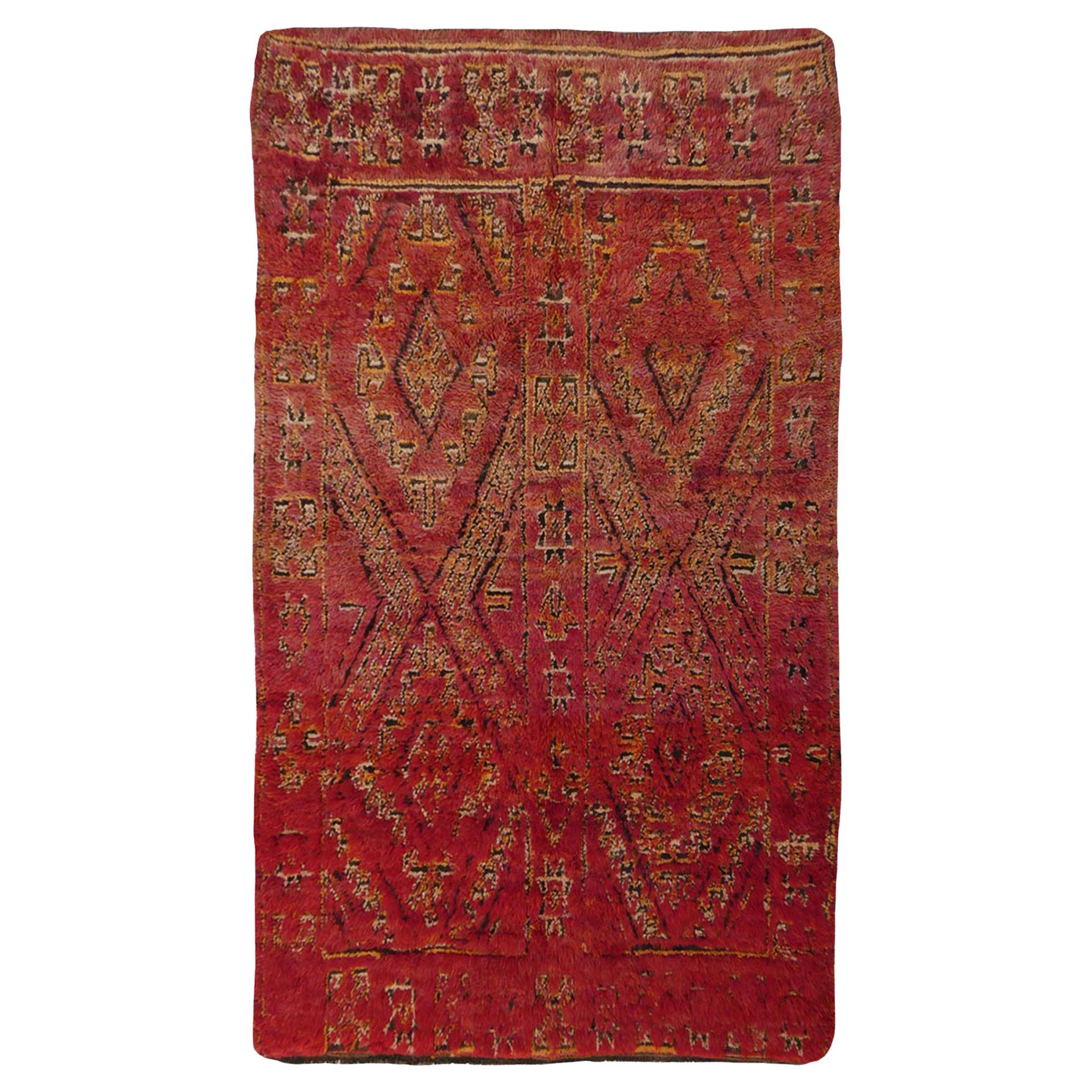 Midcentury Moroccan Beni M'Guild Wool Rug For Sale