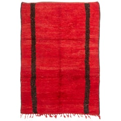 Midcentury Moroccan Berber Red and Brown Wool Rug