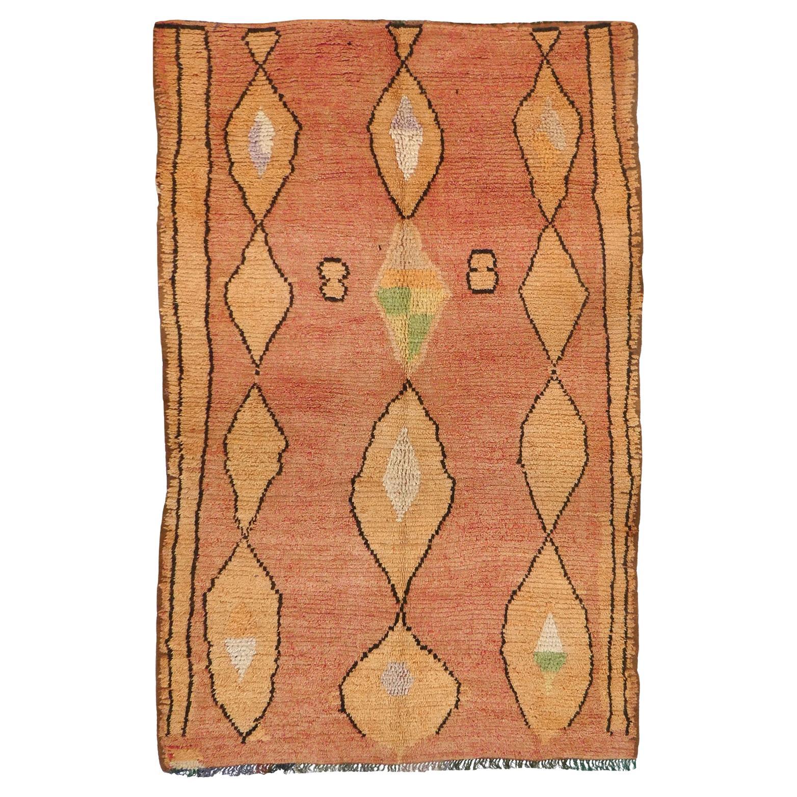 Tappeto in terracotta Boujad marocchino di metà secolo in vendita