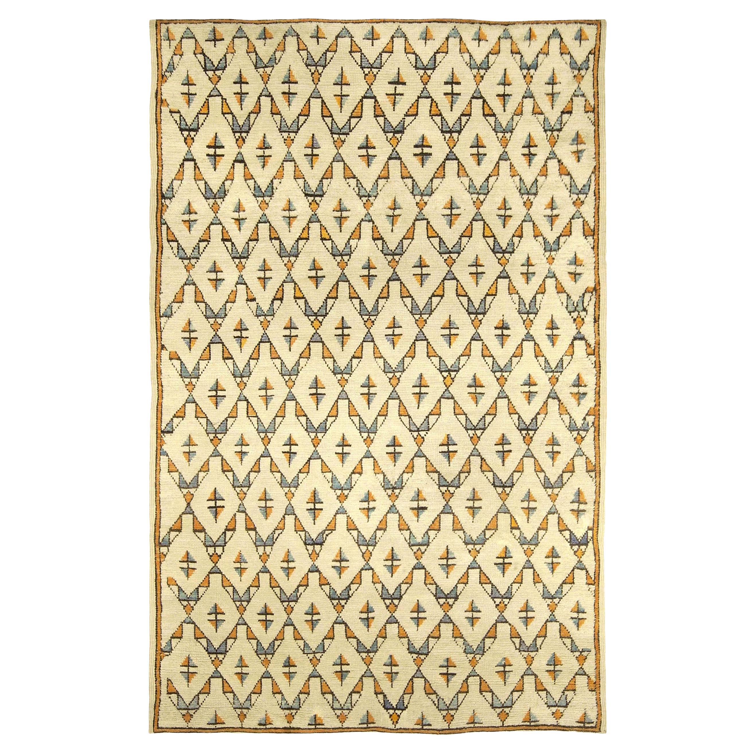 Mid20th Century Vintage Geometric Purple Moroccan Wool Rug For Sale at 1stDibs