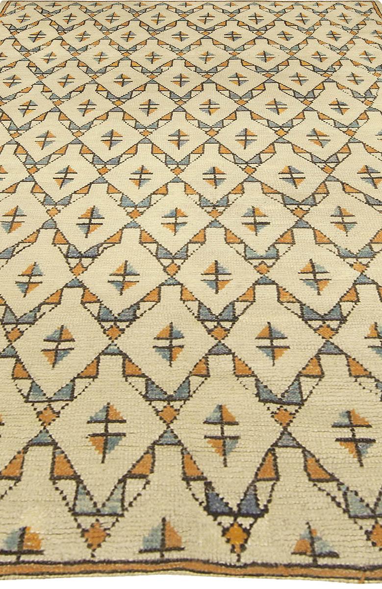 Mid-Century Modern Midcentury Moroccan Geometric Handmade Wool Rug For Sale