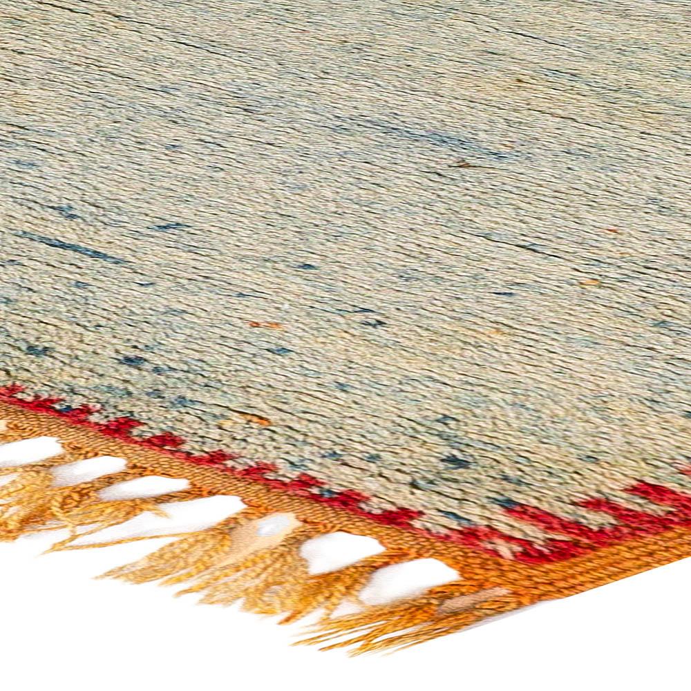 Midcentury Style Moroccan Handmade Wool Rug in Orange, Blue and Beige 2