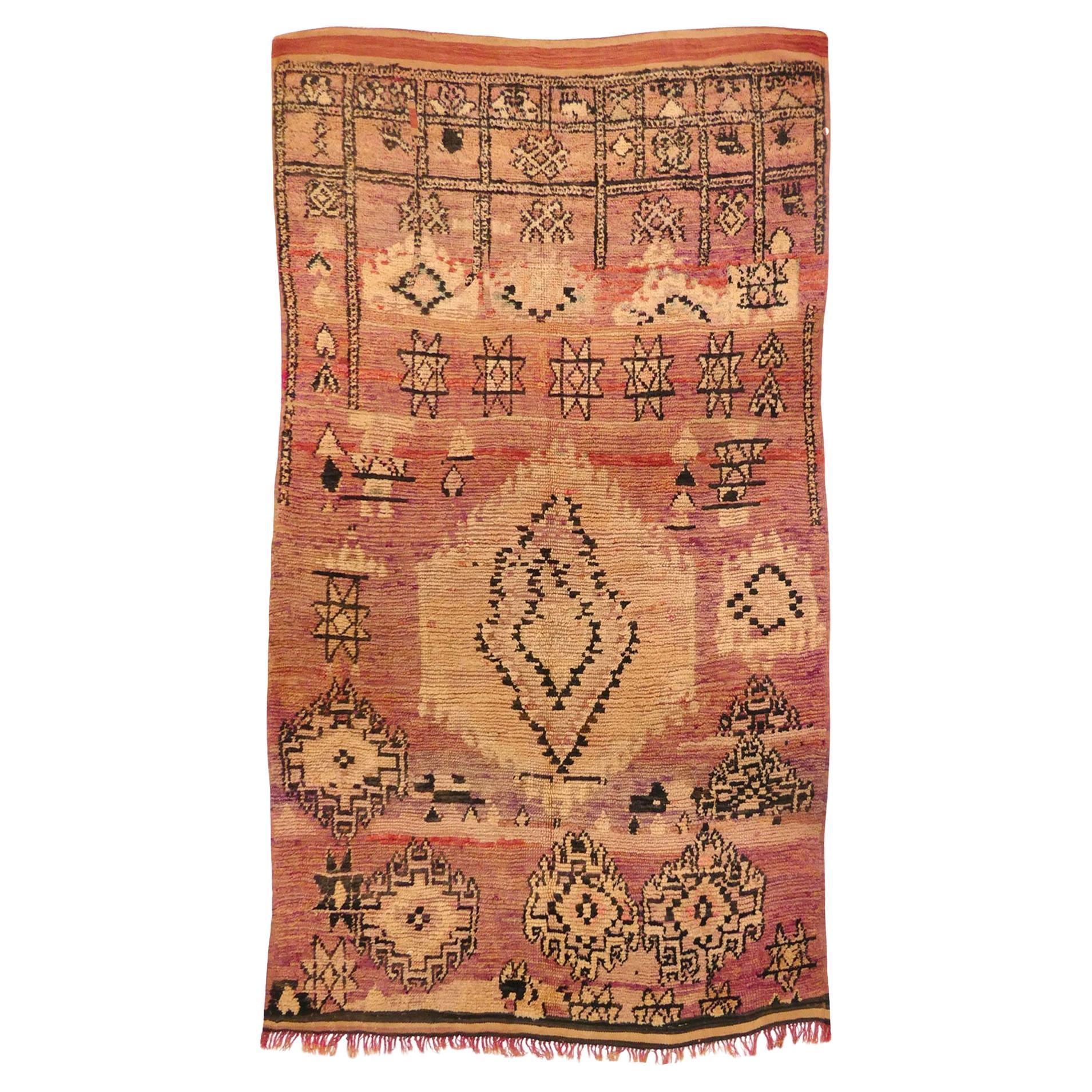 Midcentury Moroccan Wool Rug  5'10 x 9' For Sale