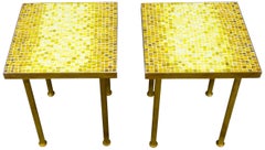 Midcentury Mosaic and Brass Side or End Tables