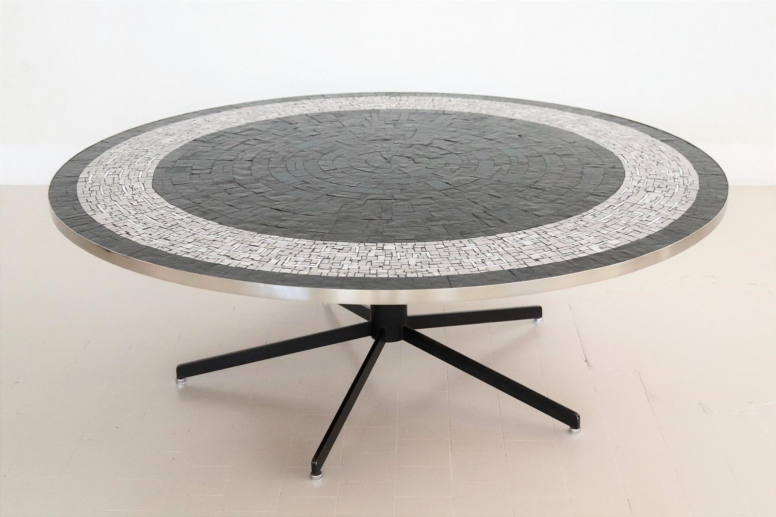 Midcentury Mosaic Tile and Chrome Coffee Table by Berthold Muller, 1960s For Sale 4