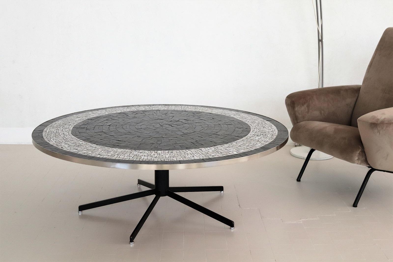 Mid-Century Modern Midcentury Mosaic Tile and Chrome Coffee Table by Berthold Muller, 1960s For Sale