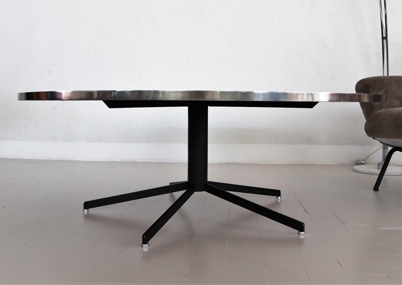 Stone Midcentury Mosaic Tile and Chrome Coffee Table by Berthold Muller, 1960s For Sale