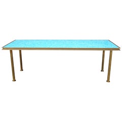 Midcentury Mosaic Coffee Table with Brass Frame