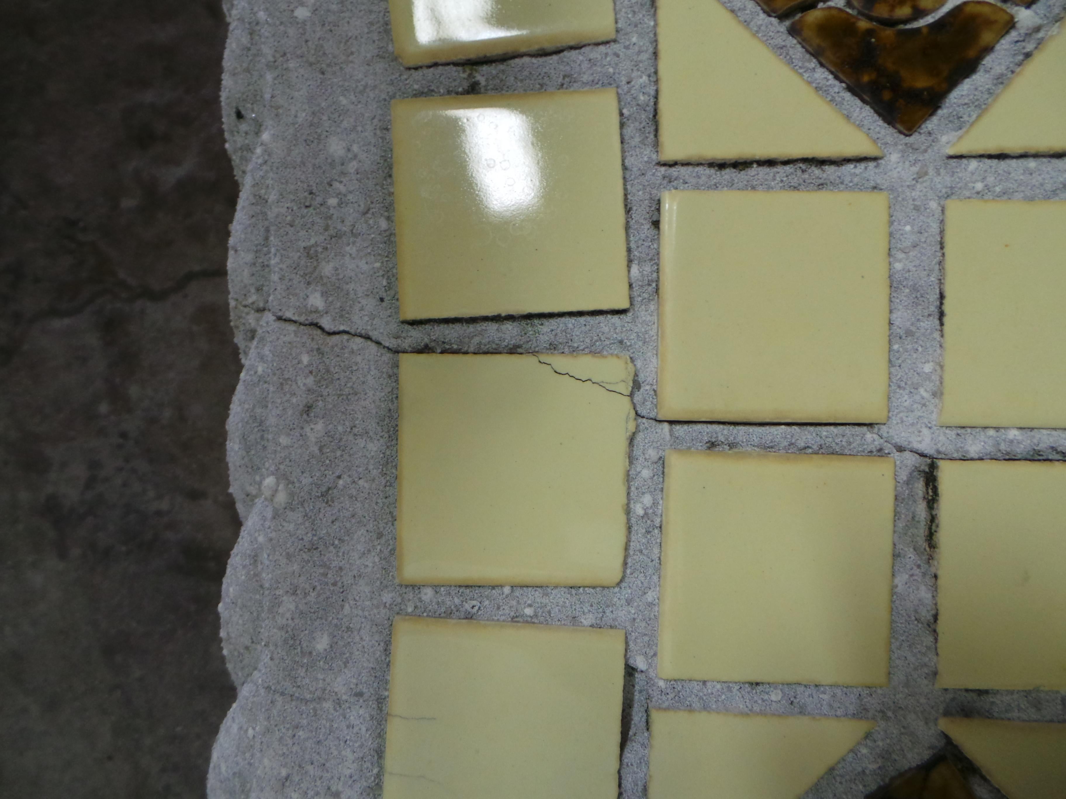 Concrete Midcentury Mosaic Garden Table & Benches For Sale