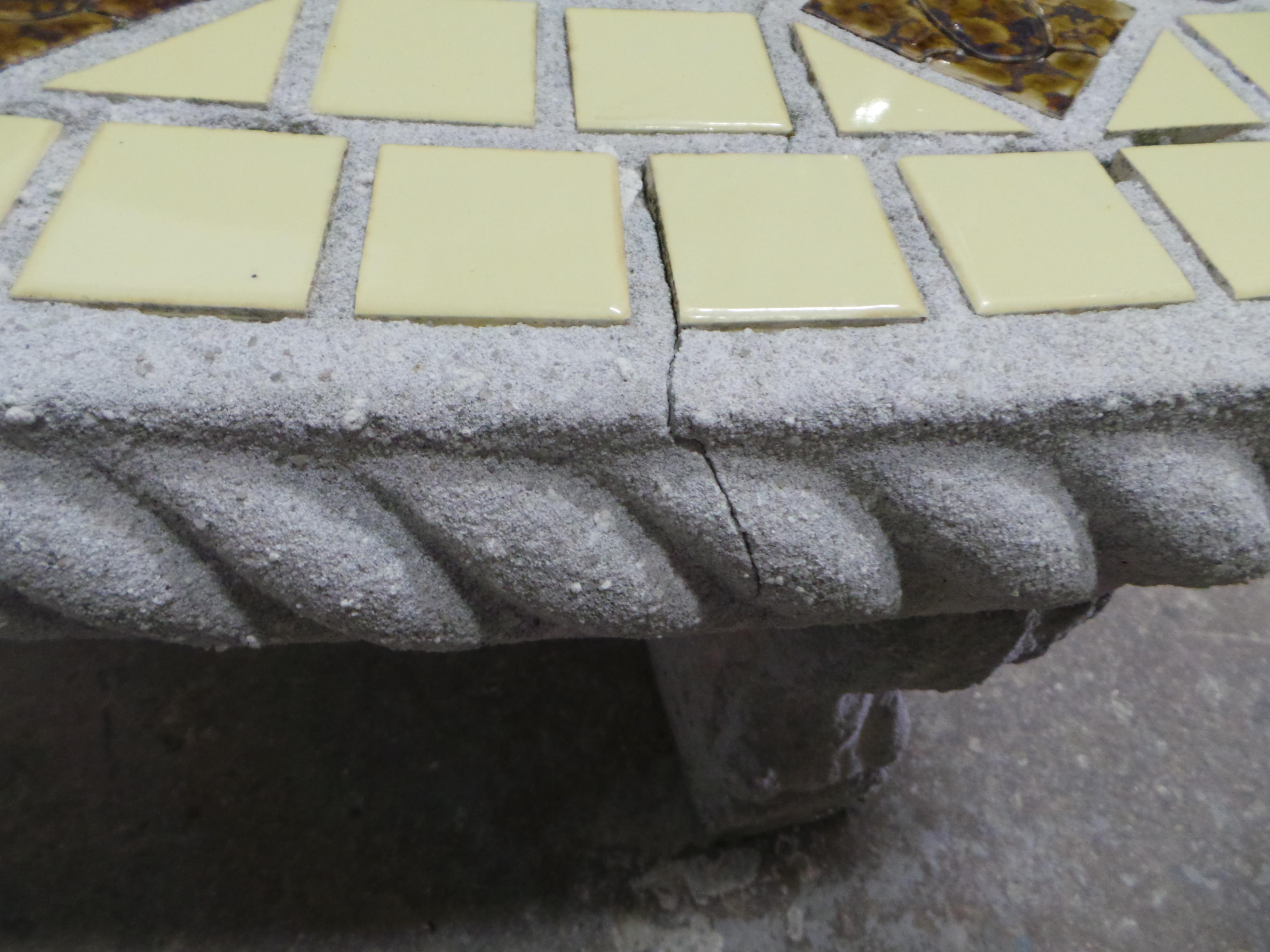 Midcentury Mosaic Garden Table & Benches For Sale 2