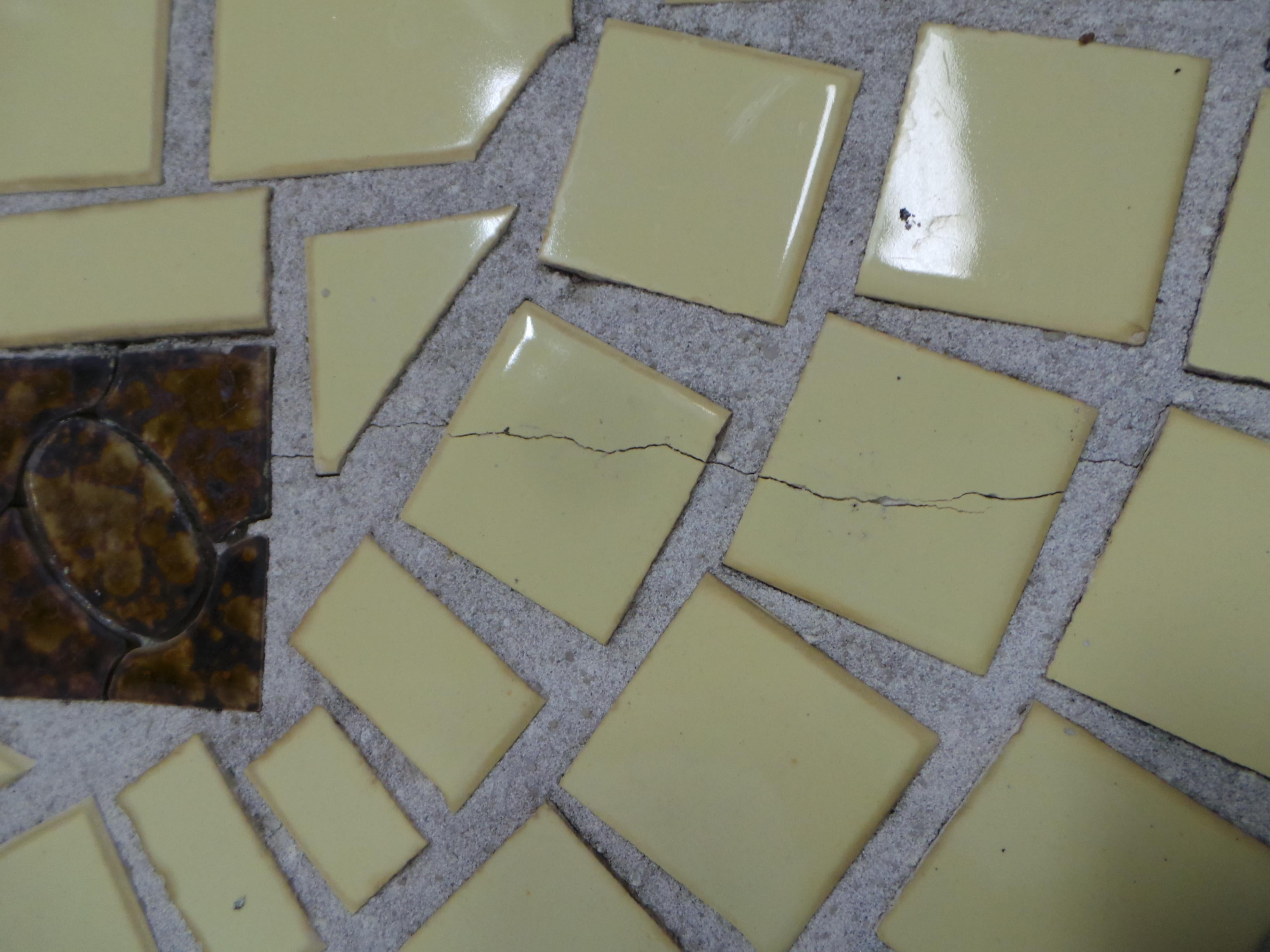 Midcentury Mosaic Garden Table & Benches In Good Condition For Sale In Hollywood, FL
