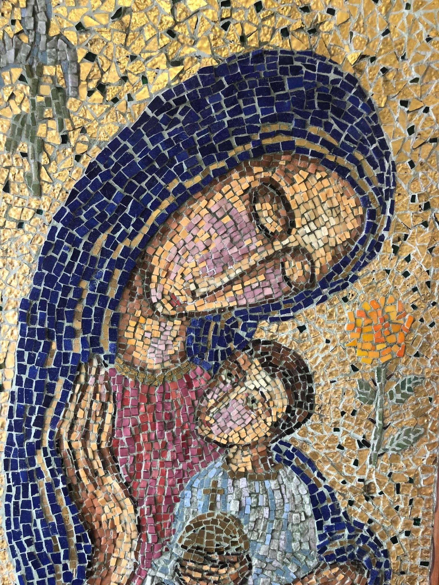Mid-Century Modern Midcentury Mosaic of Mother and Child by Geza St. Galy