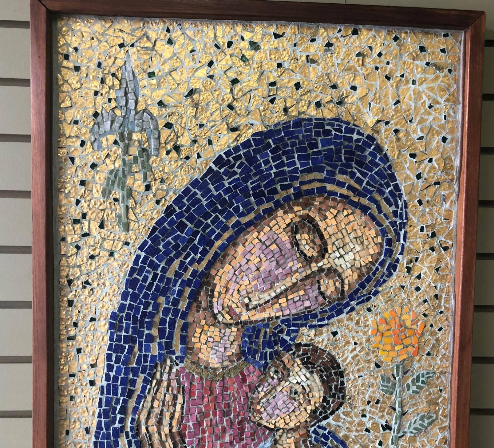 American Midcentury Mosaic of Mother and Child by Geza St. Galy