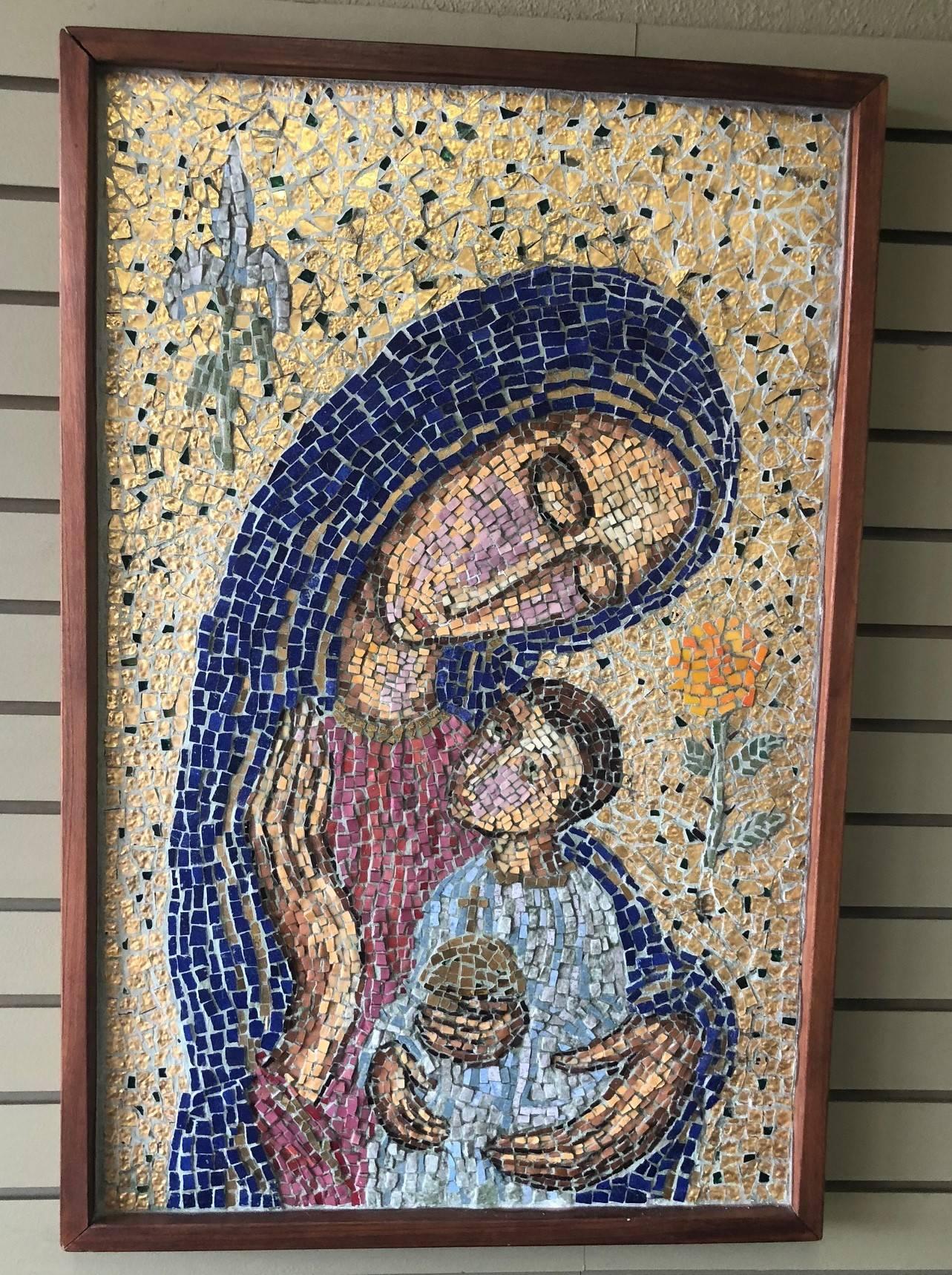 20th Century Midcentury Mosaic of Mother and Child by Geza St. Galy