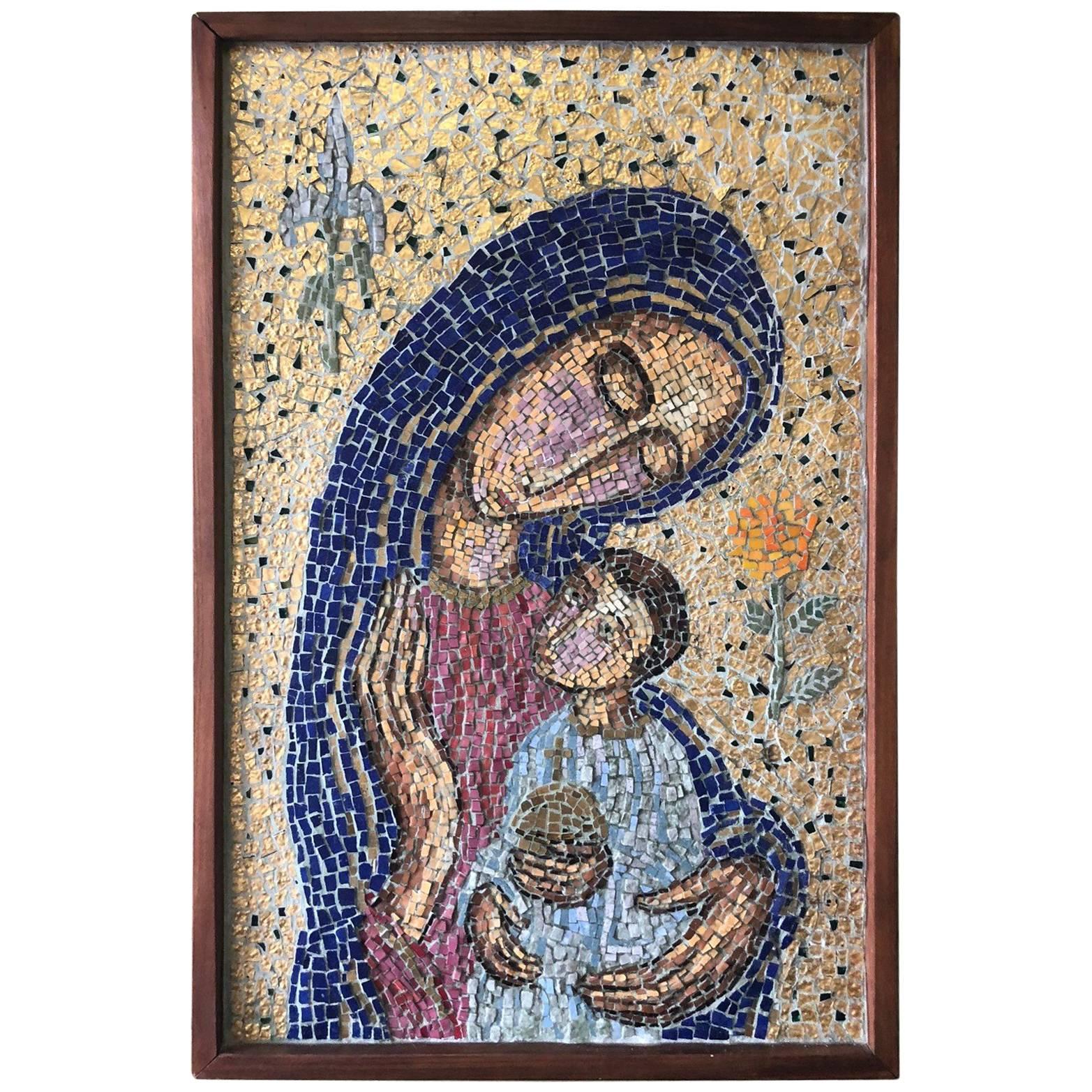 Midcentury Mosaic of Mother and Child by Geza St. Galy