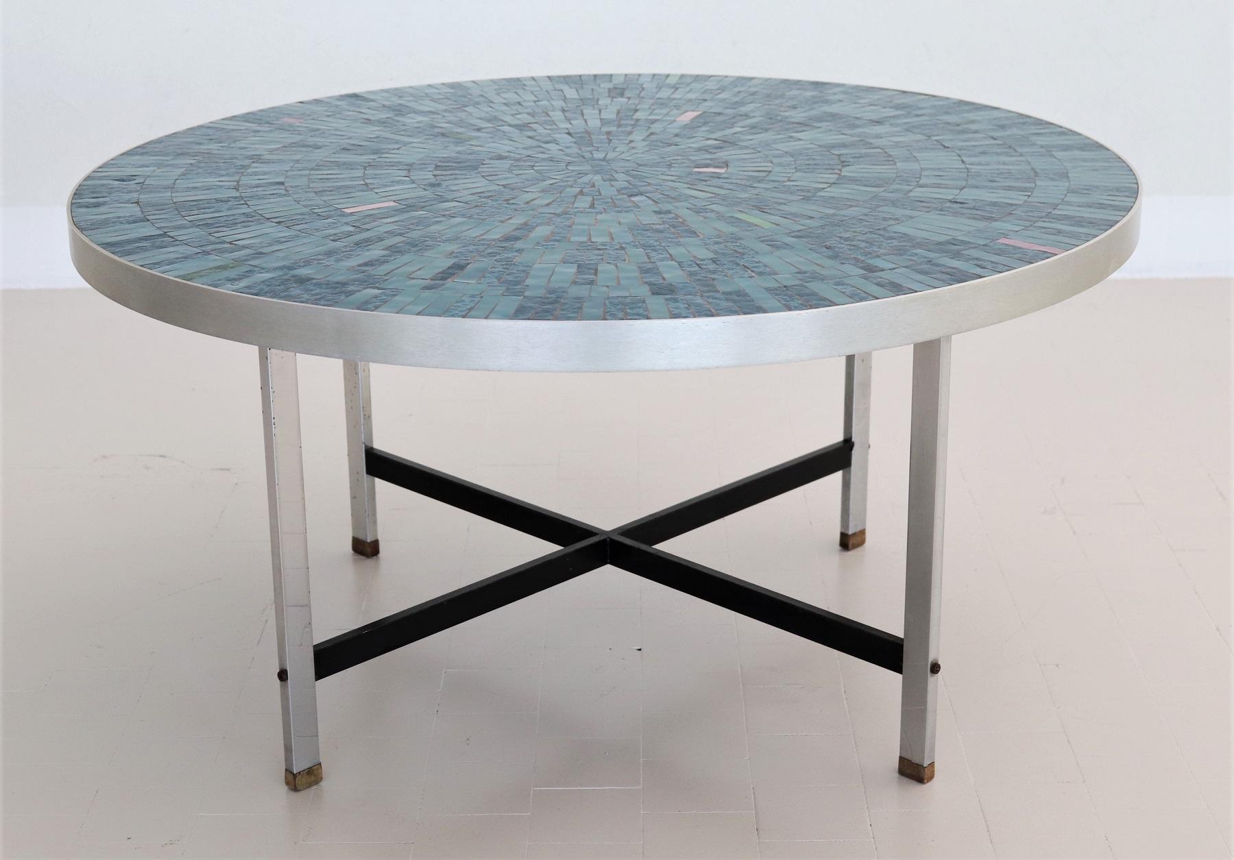 Midcentury Mosaic Tile and Steel Coffee Table by Berthold Muller, 1960 3