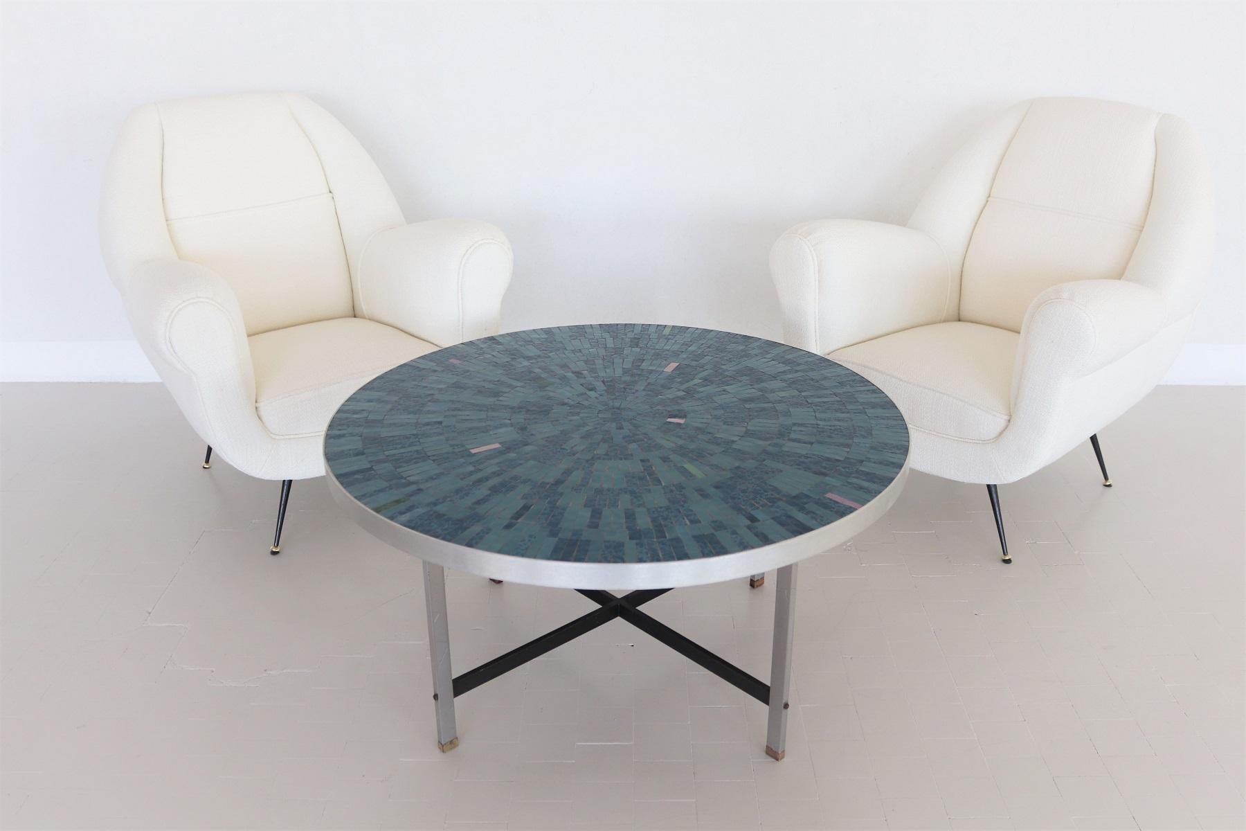 Mid-Century Modern Midcentury Mosaic Tile and Steel Coffee Table by Berthold Muller, 1960