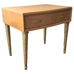 Vintage Midcentury Mother of Pearl and Gilt Bedside Table