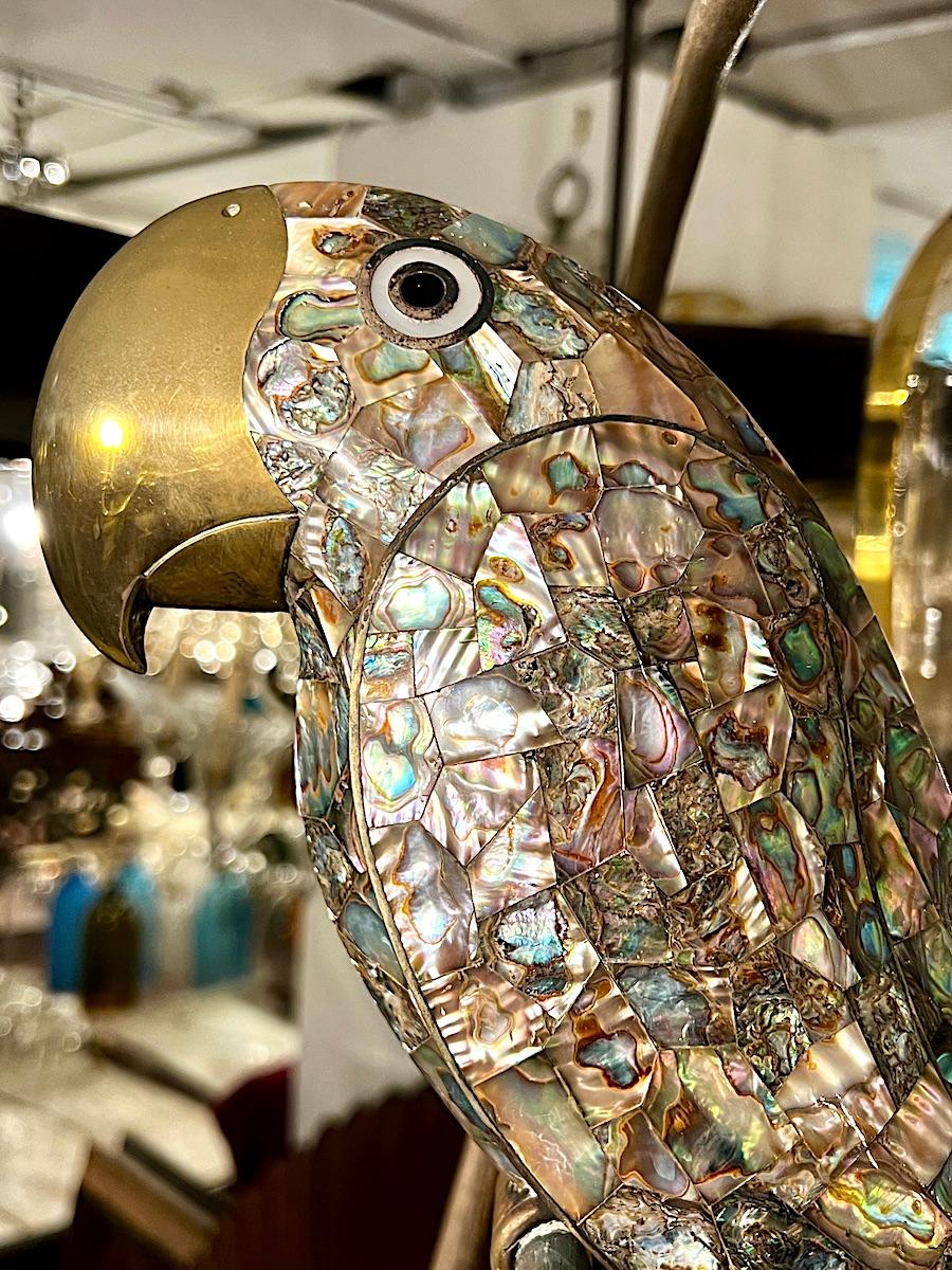 Mid-Century Mother-of-pearl and Metal Bird In Good Condition For Sale In New York, NY