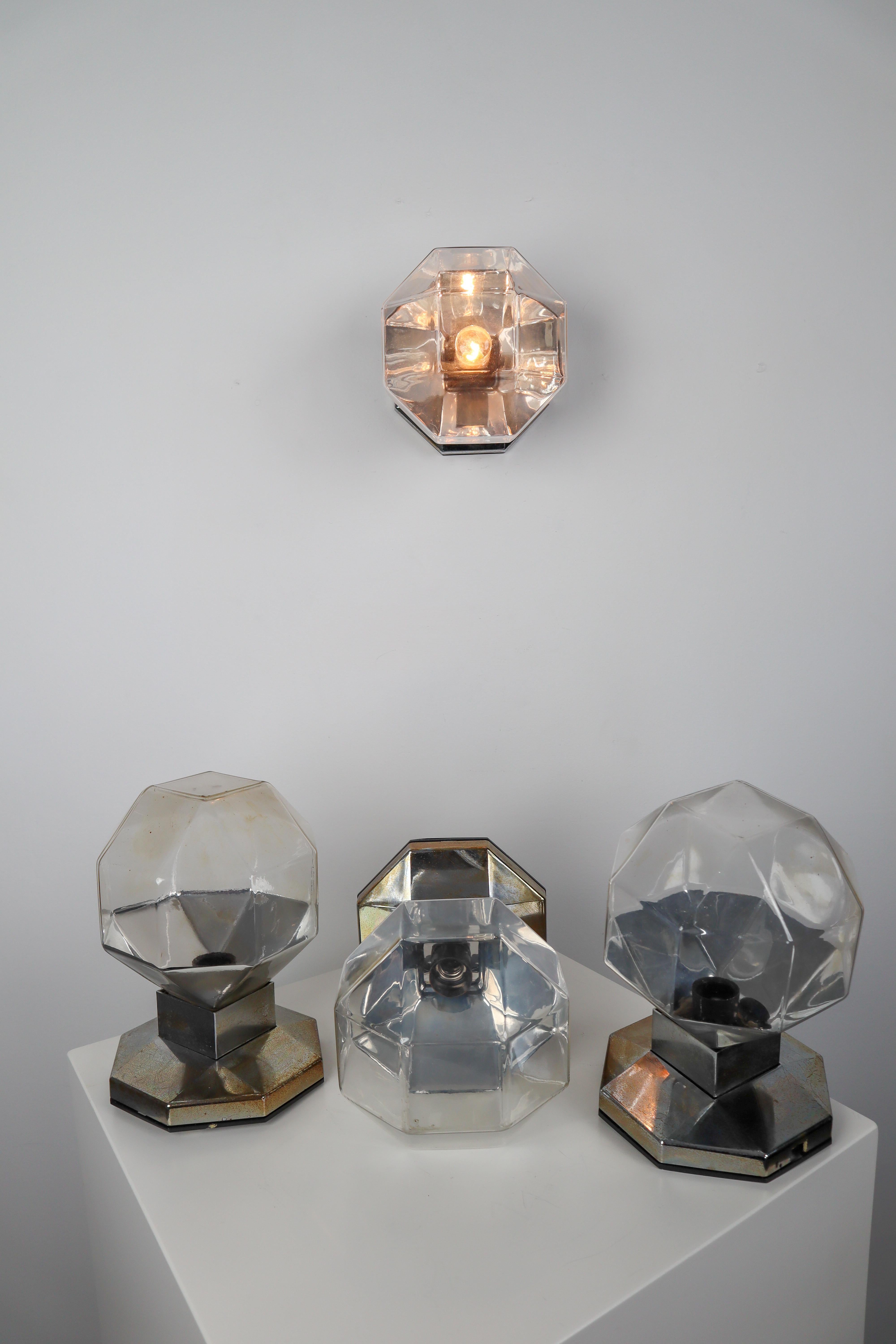 Modern Midcentury Motoko Ishii Sconces Chrome-Plated Metal and Silver Plated Glass