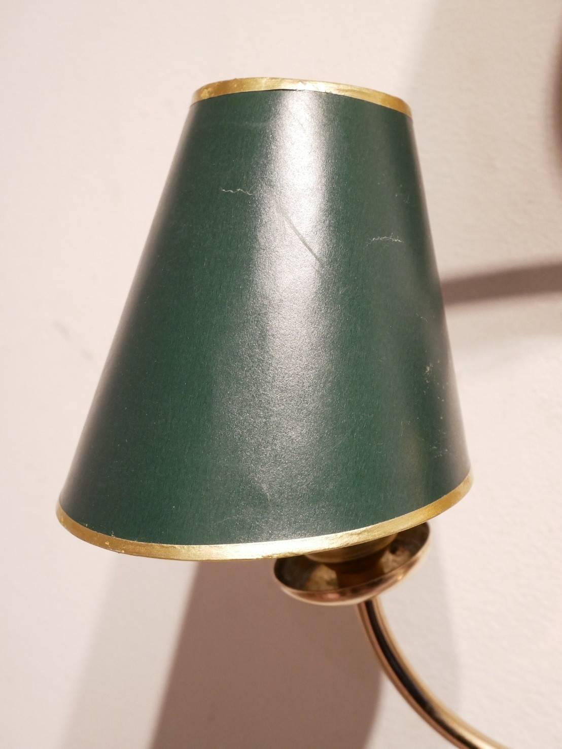 Midcentury Multi-Color Shades & Organic Tree Shaped Brass Structure Wall Sconce In Good Condition For Sale In Brussels, Ixelles