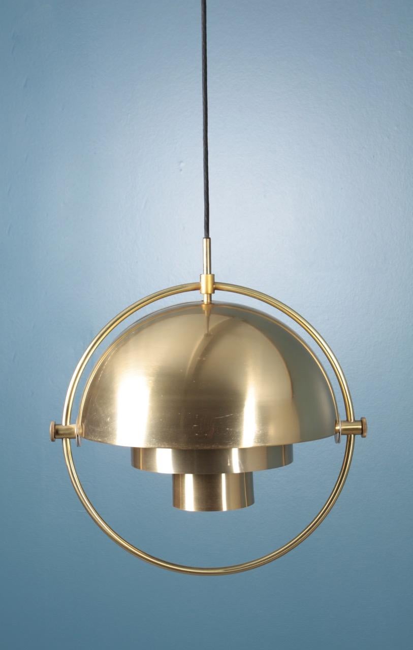 Pendant in patinated brass designed by Louis Weisdorf, for Lyfa. Made in Denmark, great original condition.
 