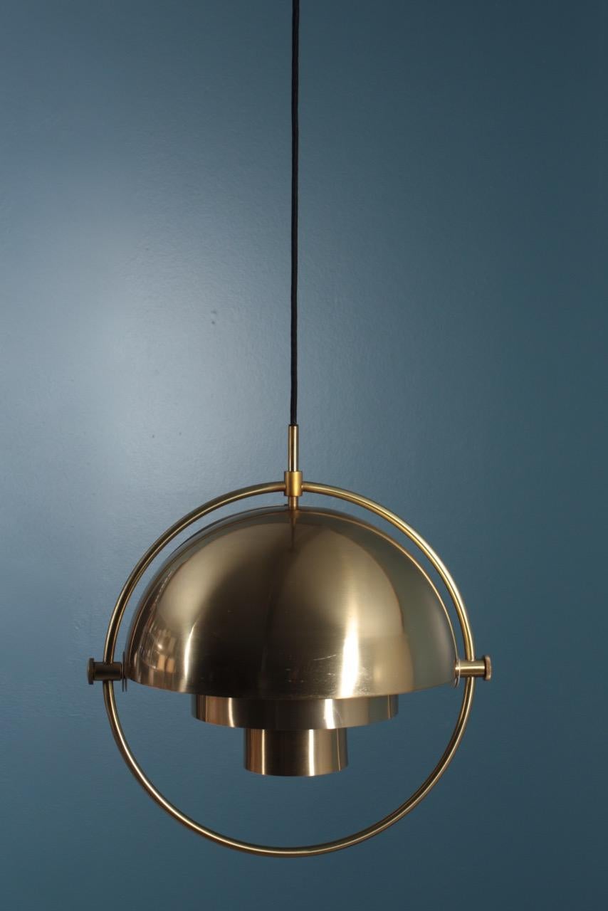 Scandinavian Modern Midcentury Multi Light Pendant in Brass by Louis Weisdorf, Danish Design, 1960s