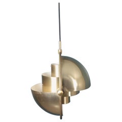 Midcentury Multi Light Pendant in Brass by Louis Weisdorf, Danish Design, 1960s