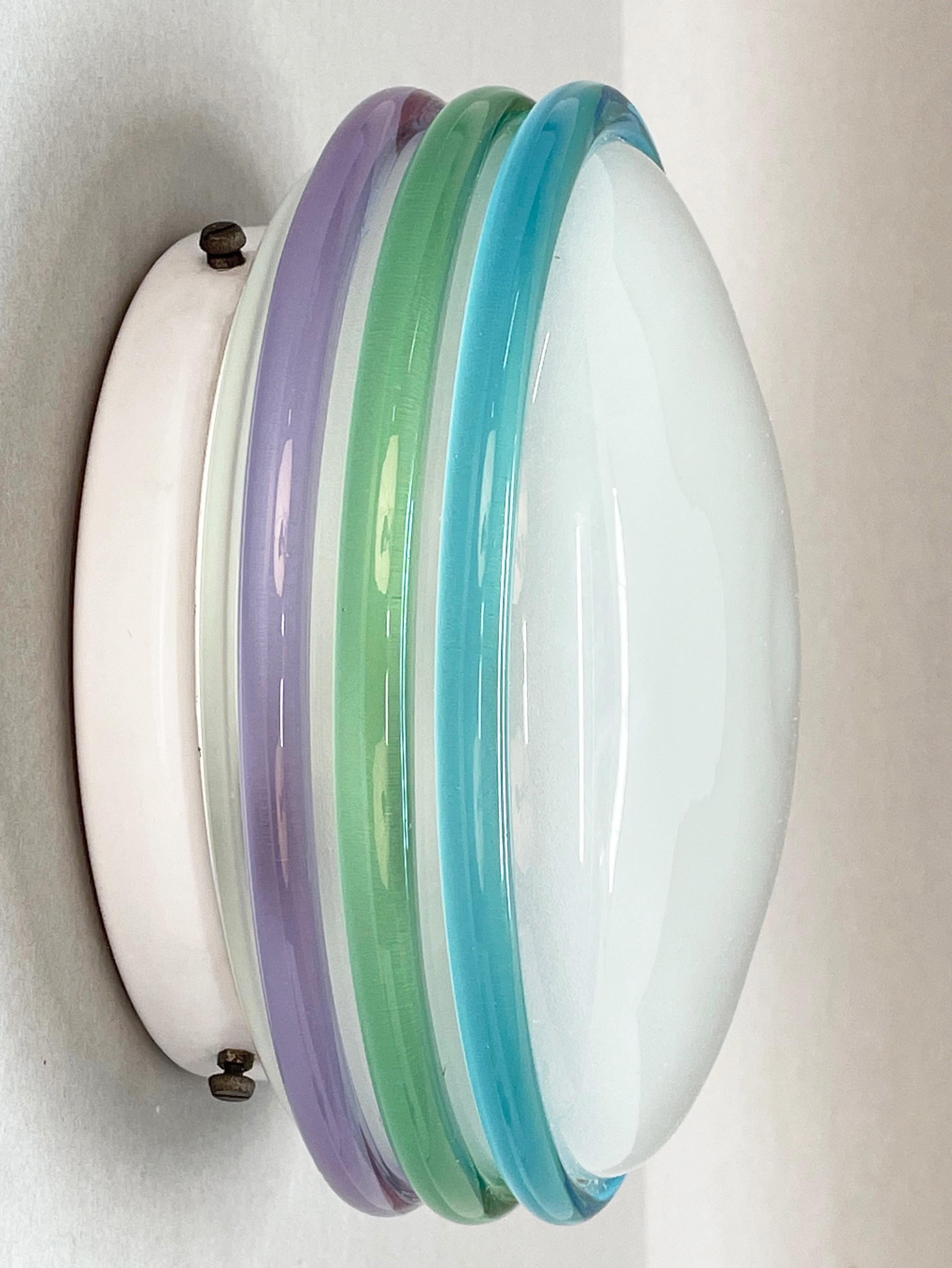 Midcentury Multicolored Murano Glass Italian Leucos Sconce, 1970s 4