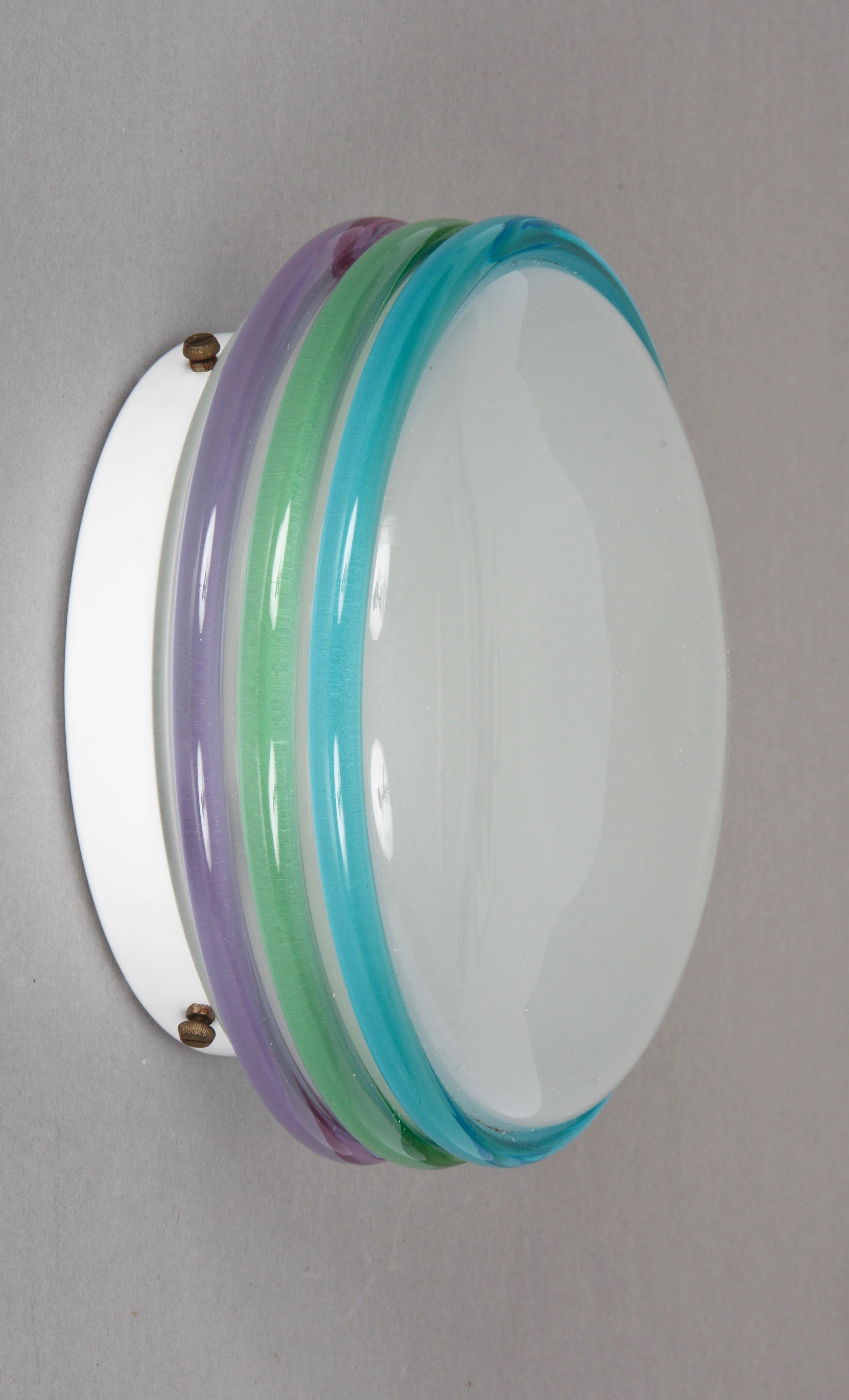 Midcentury Multicolored Murano Glass Italian Leucos Sconce, 1970s 2