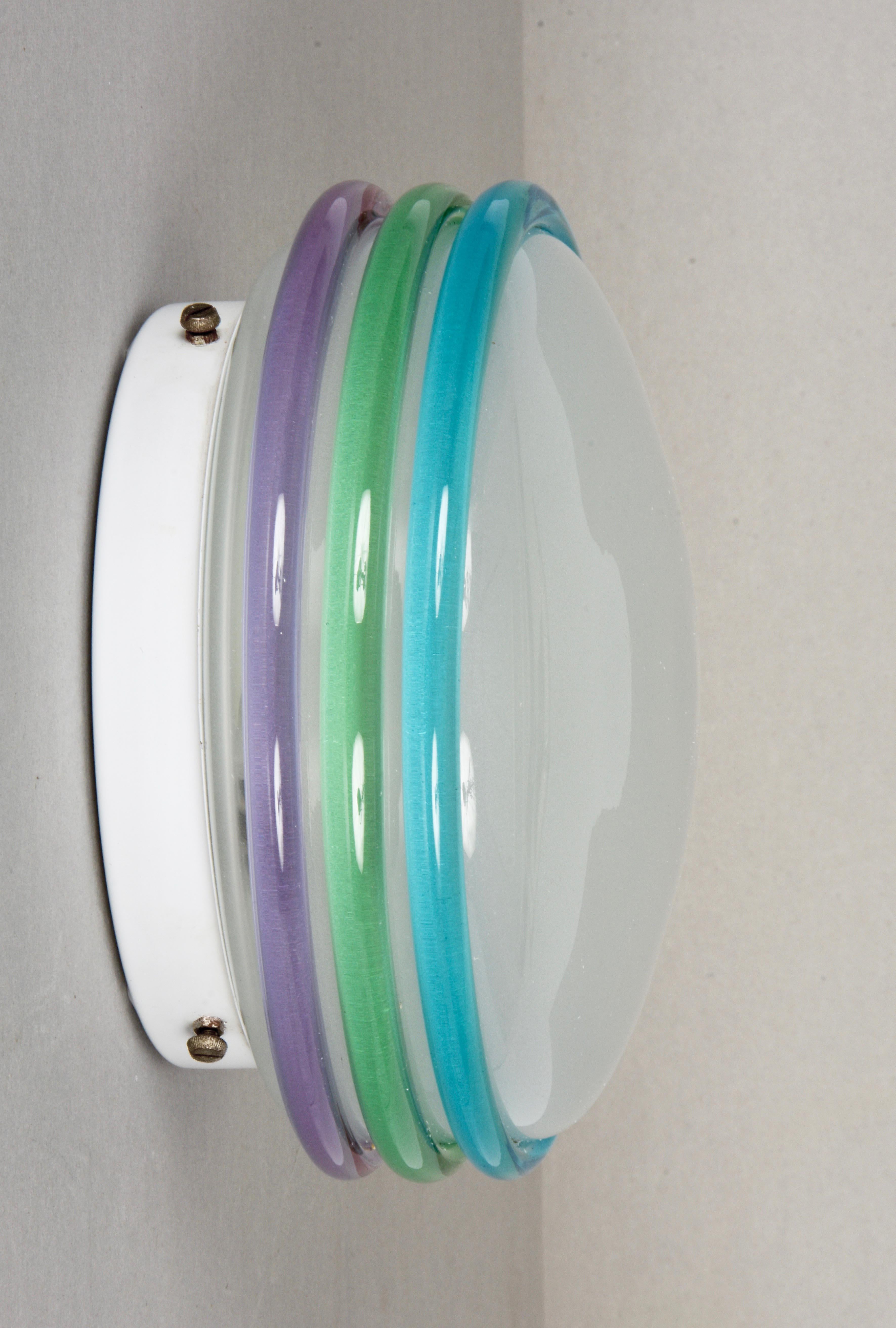 Midcentury Multicolored Murano Glass Italian Leucos Sconce, 1970s 3