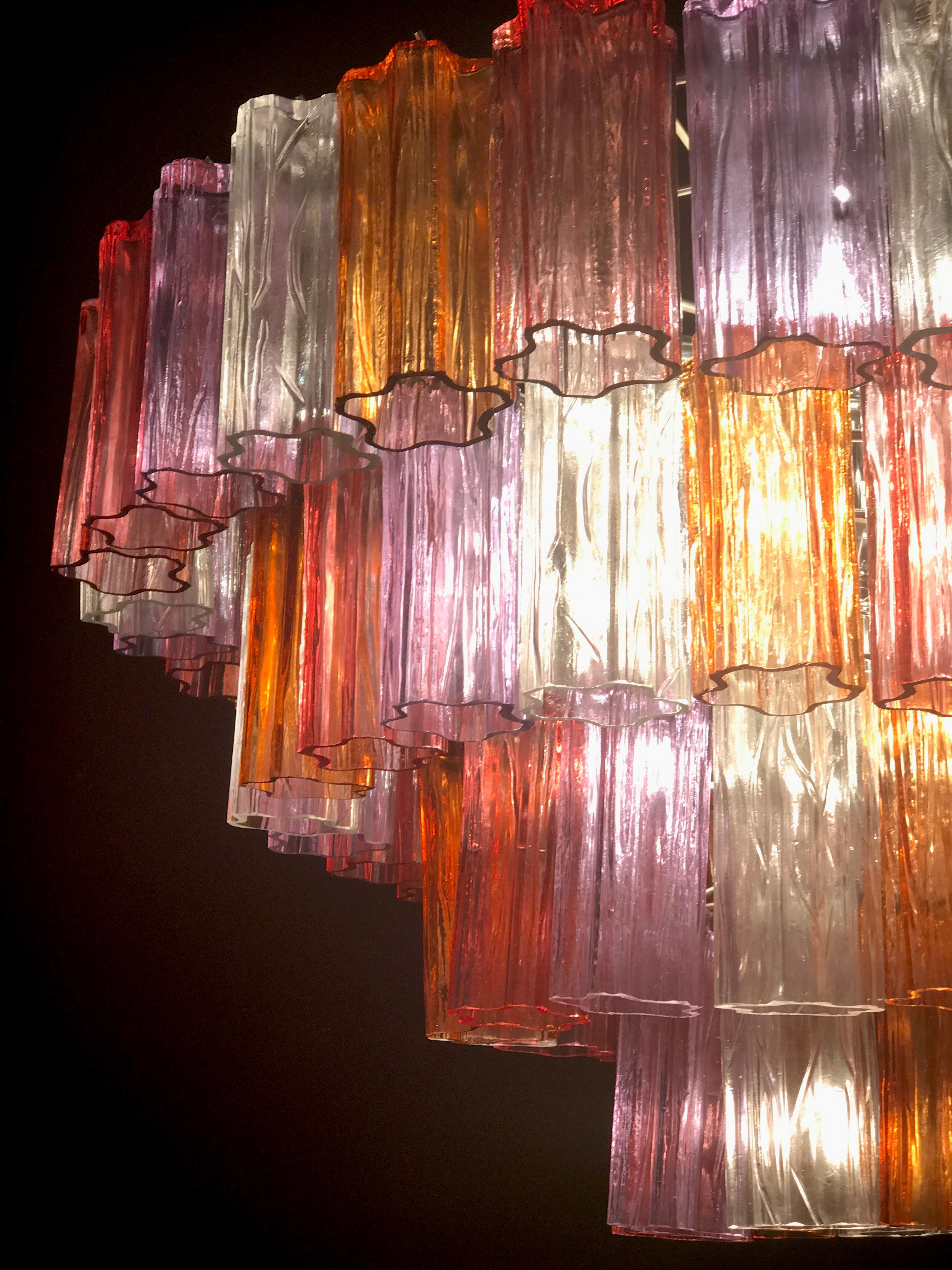 Midcentury Multicolored Murano Glass Tronchi Chandelier by T.Zuccheri for Venini For Sale 4