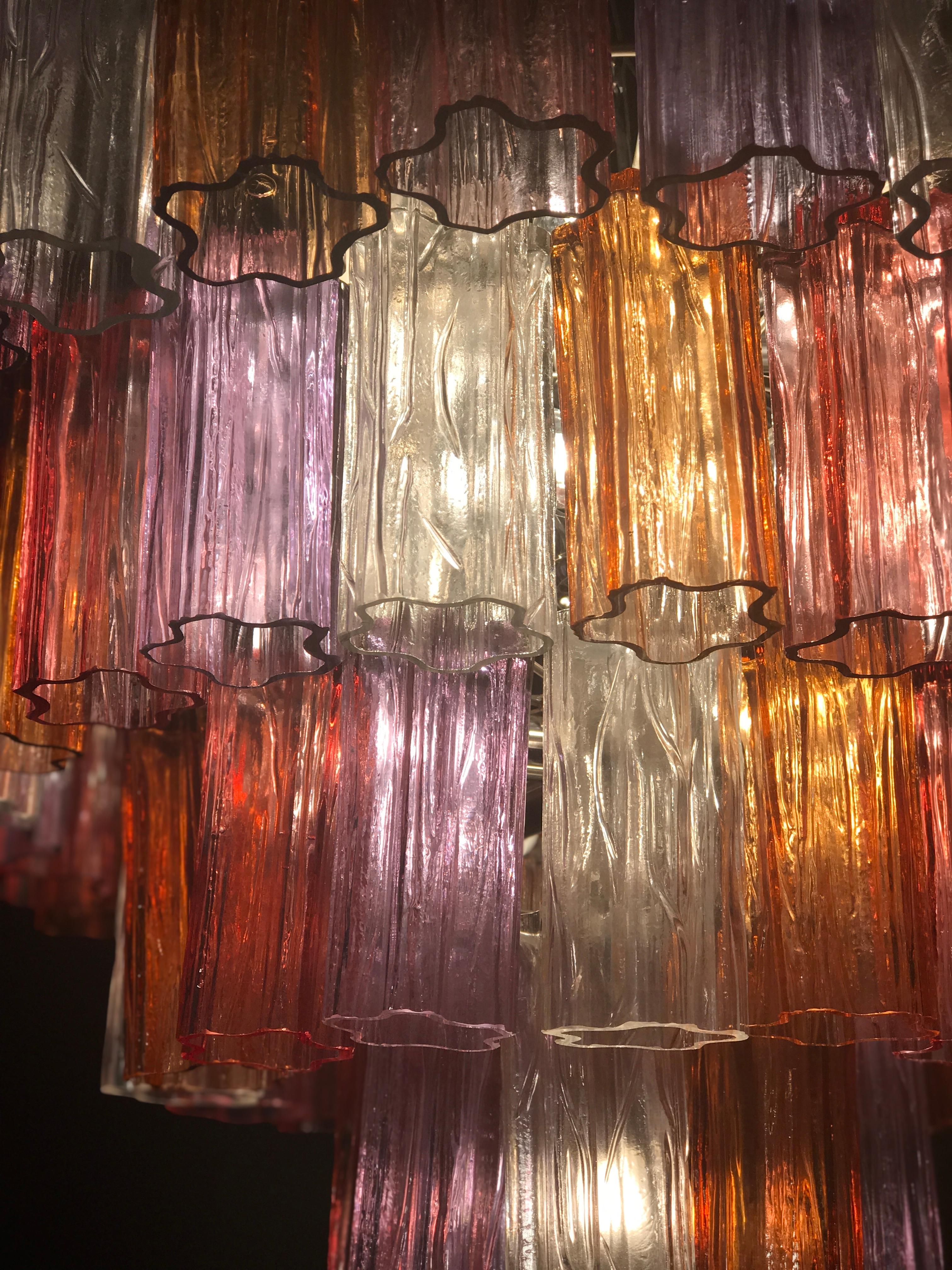 Midcentury Multicolored Murano Glass Tronchi Chandelier by T.Zuccheri for Venini For Sale 5