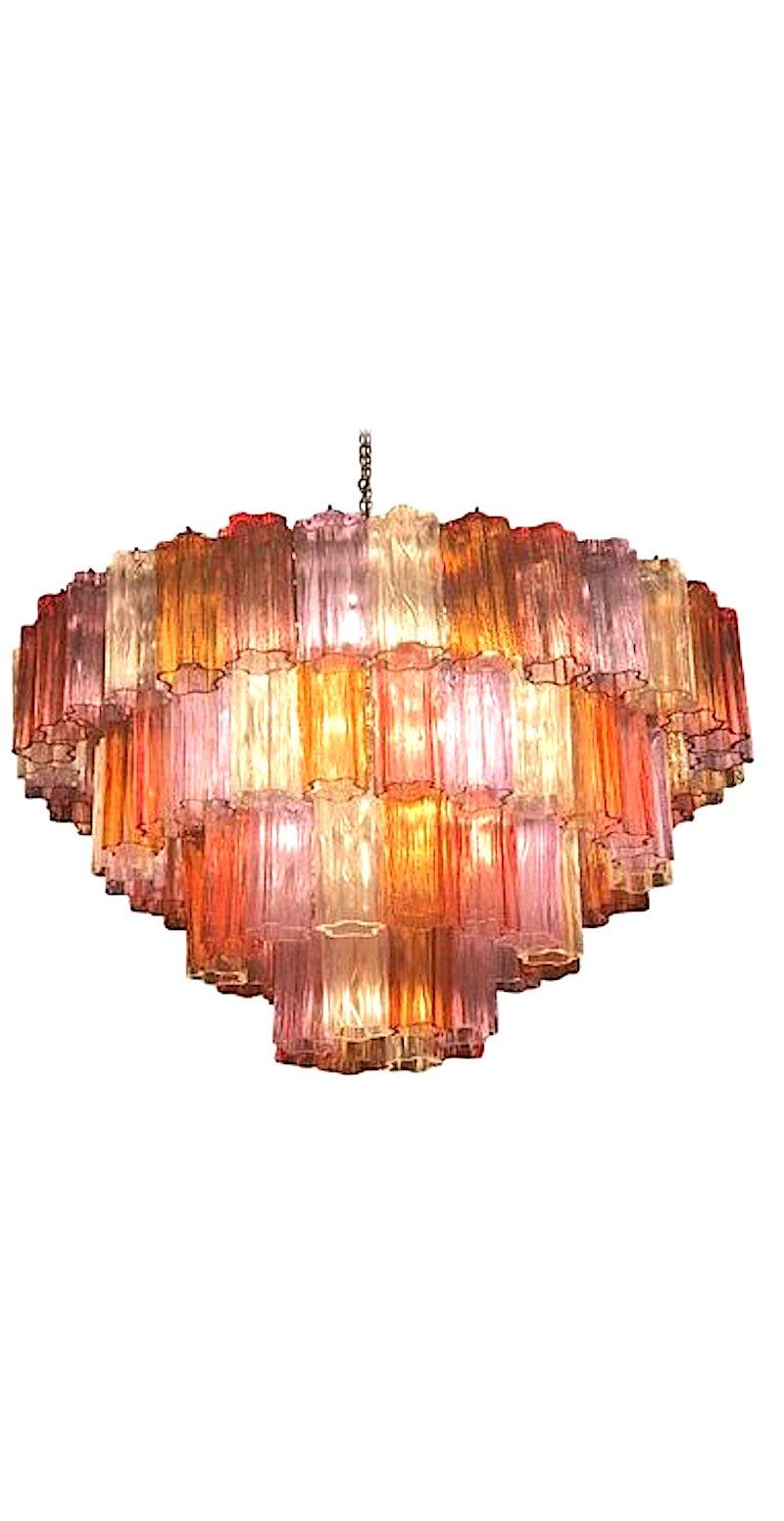 Midcentury Multicolored Murano Glass Tronchi Chandelier by T.Zuccheri for Venini In Excellent Condition In Rome, IT