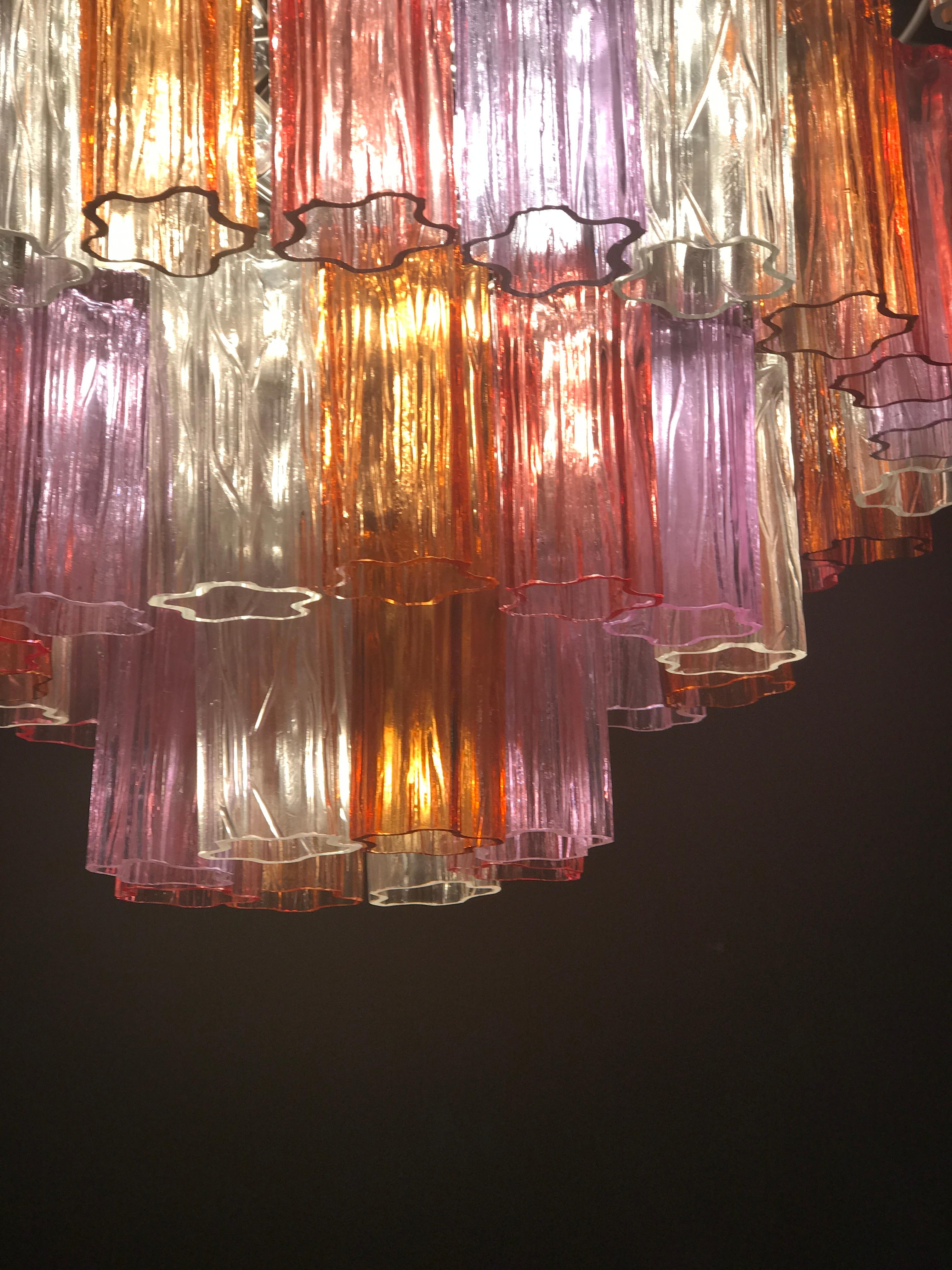 Midcentury Multicolored Murano Glass Tronchi Chandelier by T.Zuccheri for Venini For Sale 3