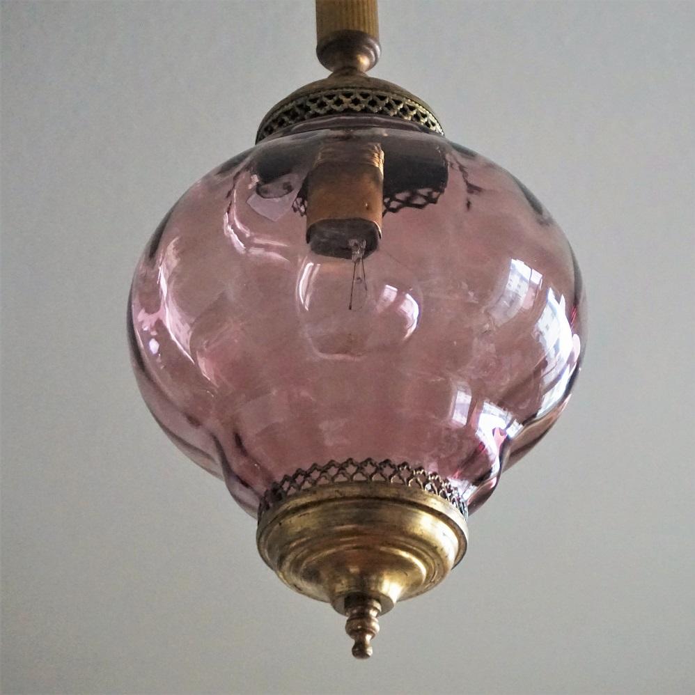 20th Century Midcentury Murano Amethyst Colored Glass Pendant or Lantern