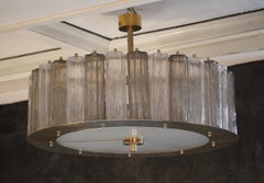 Murano Art Glass Smoky Transparent Brass Art Deco Chandelier and Pendant, 2020