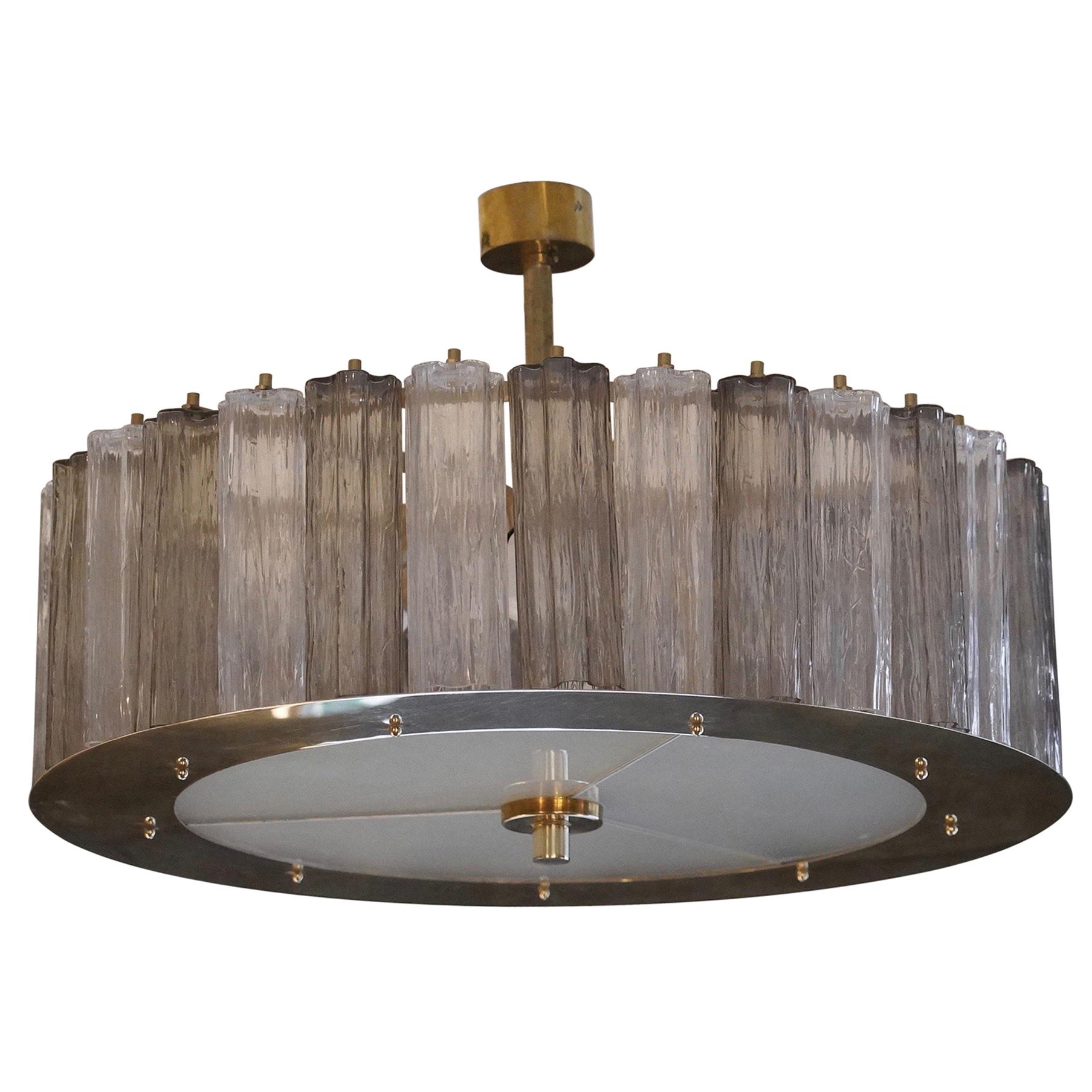 Lampadario e pendente in vetro artistico di Murano e ottone, 1960