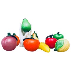 Midcentury Murano Art Glass Fruit Sculptures, Apple, Citrus, Pear, Banana