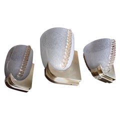 Vintage Midcentury Murano Barovier & Toso 3-Piece Set of Wall Lights Gold Inlay