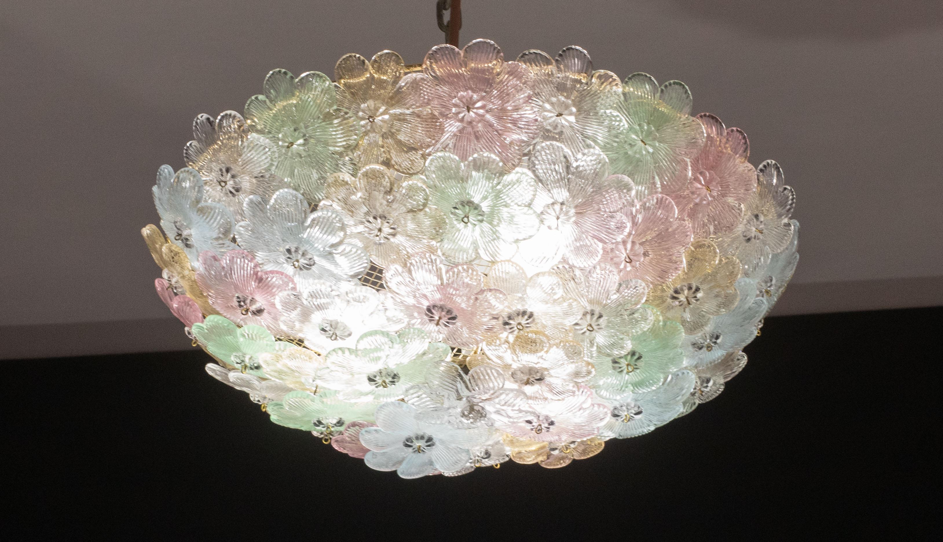 Metà XX secolo Apparecchio a filo di fiori di Murano Barovier&Toso del 1960, soffitto, 1960 in vendita