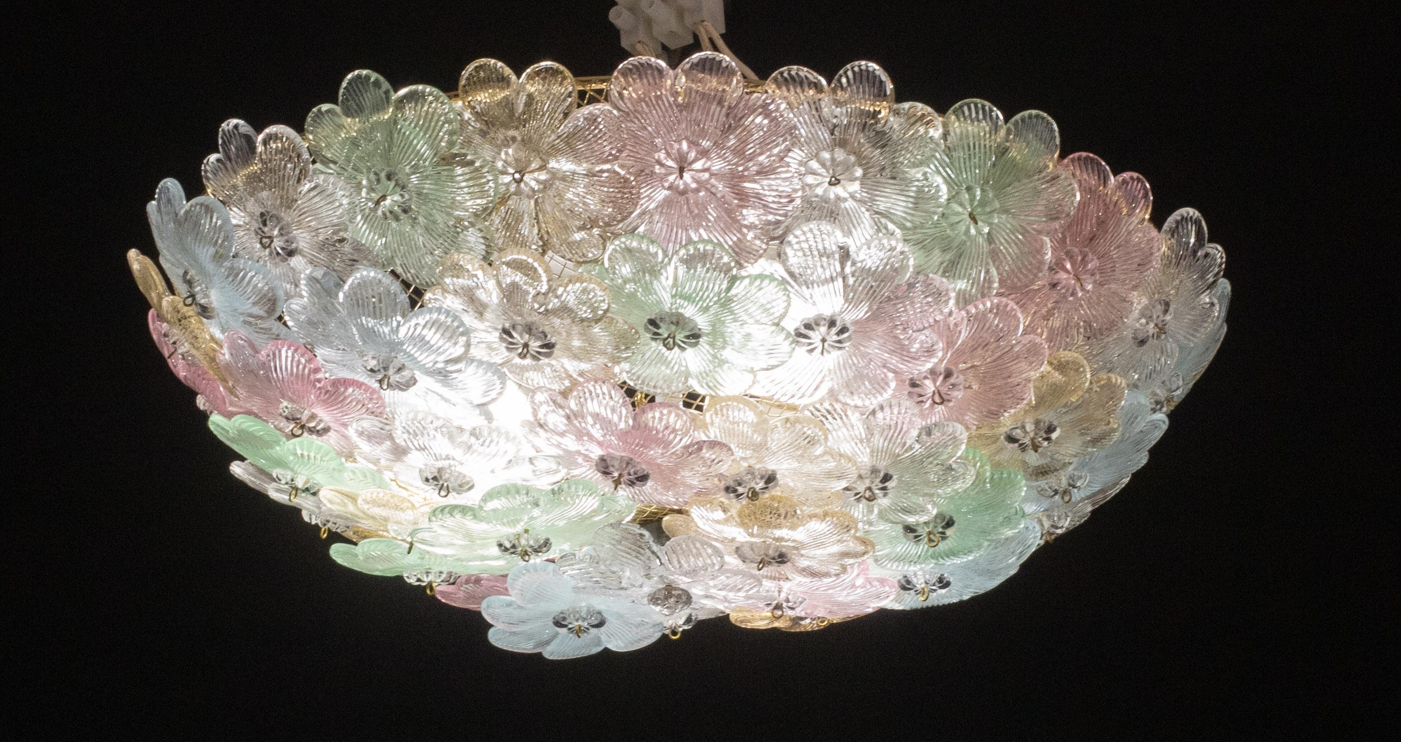 Vetro di Murano Apparecchio a filo di fiori di Murano Barovier&Toso del 1960, soffitto, 1960 in vendita