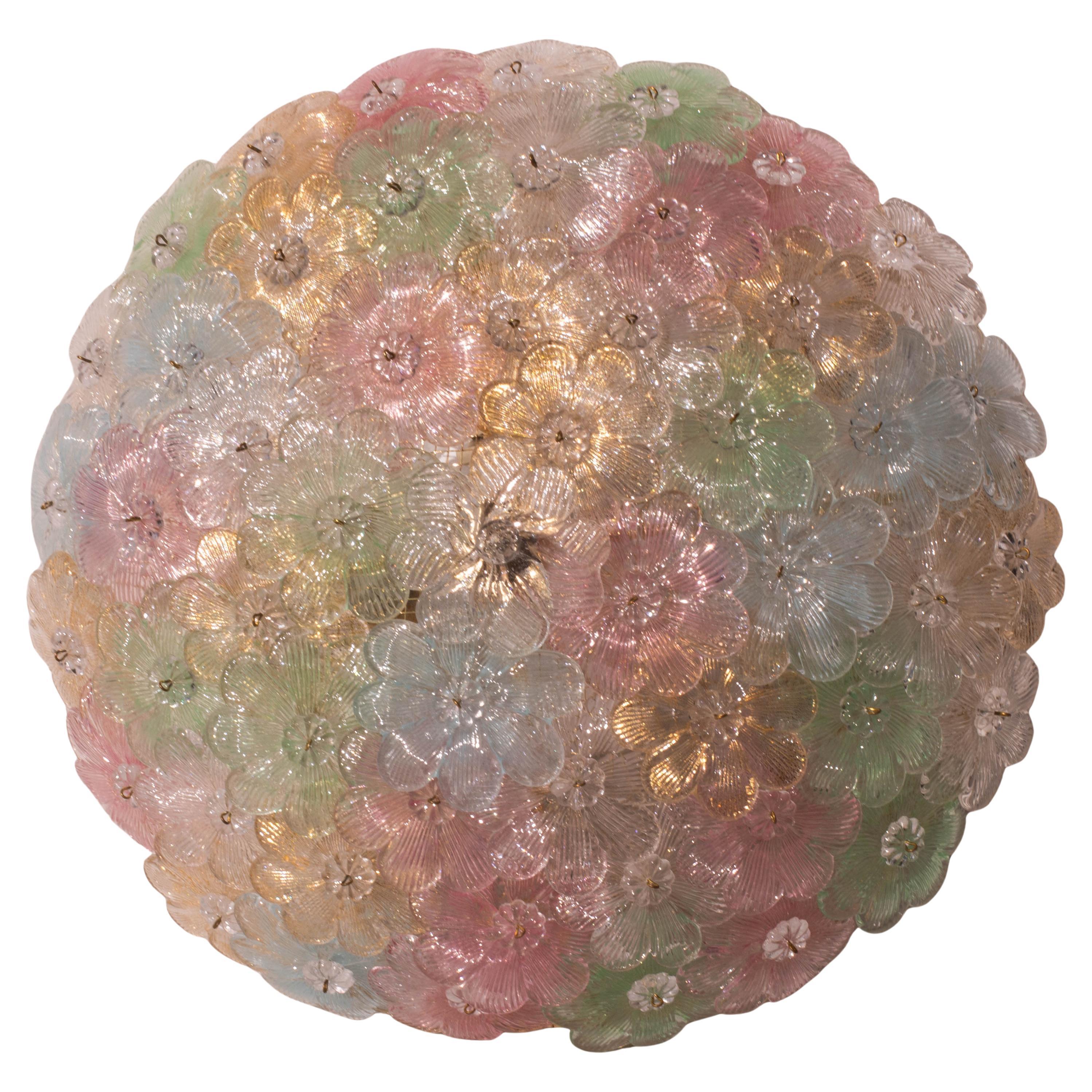 Apparecchio a filo di fiori di Murano Barovier&Toso del 1960, soffitto, 1960 in vendita