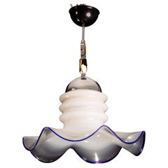 Midcentury Murano Blue and Trasparent Pendant, 1980s