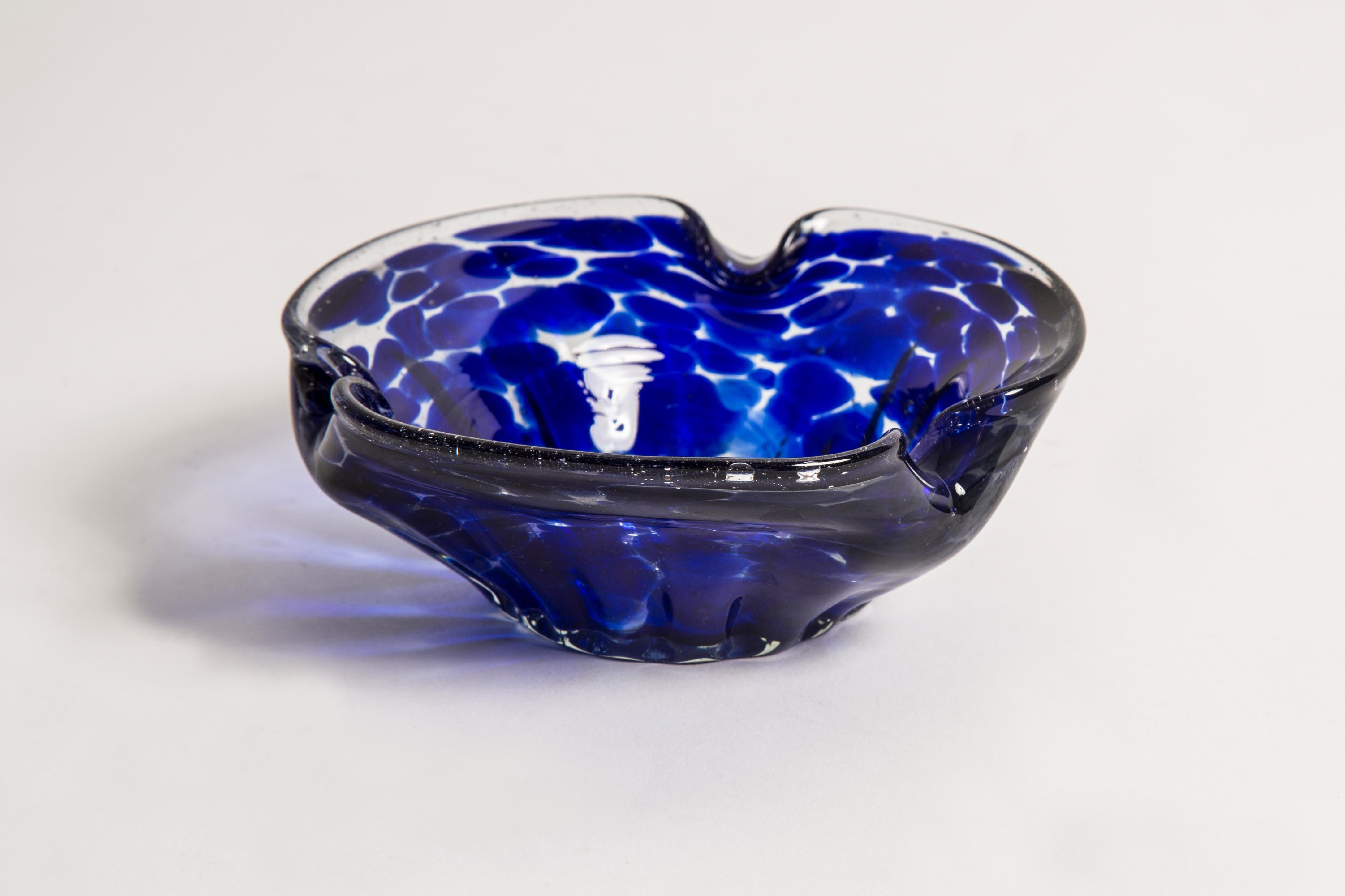 20th Century Midcentury Murano Blue Glass Bowl Ashtray Element, Italy, 1970s For Sale