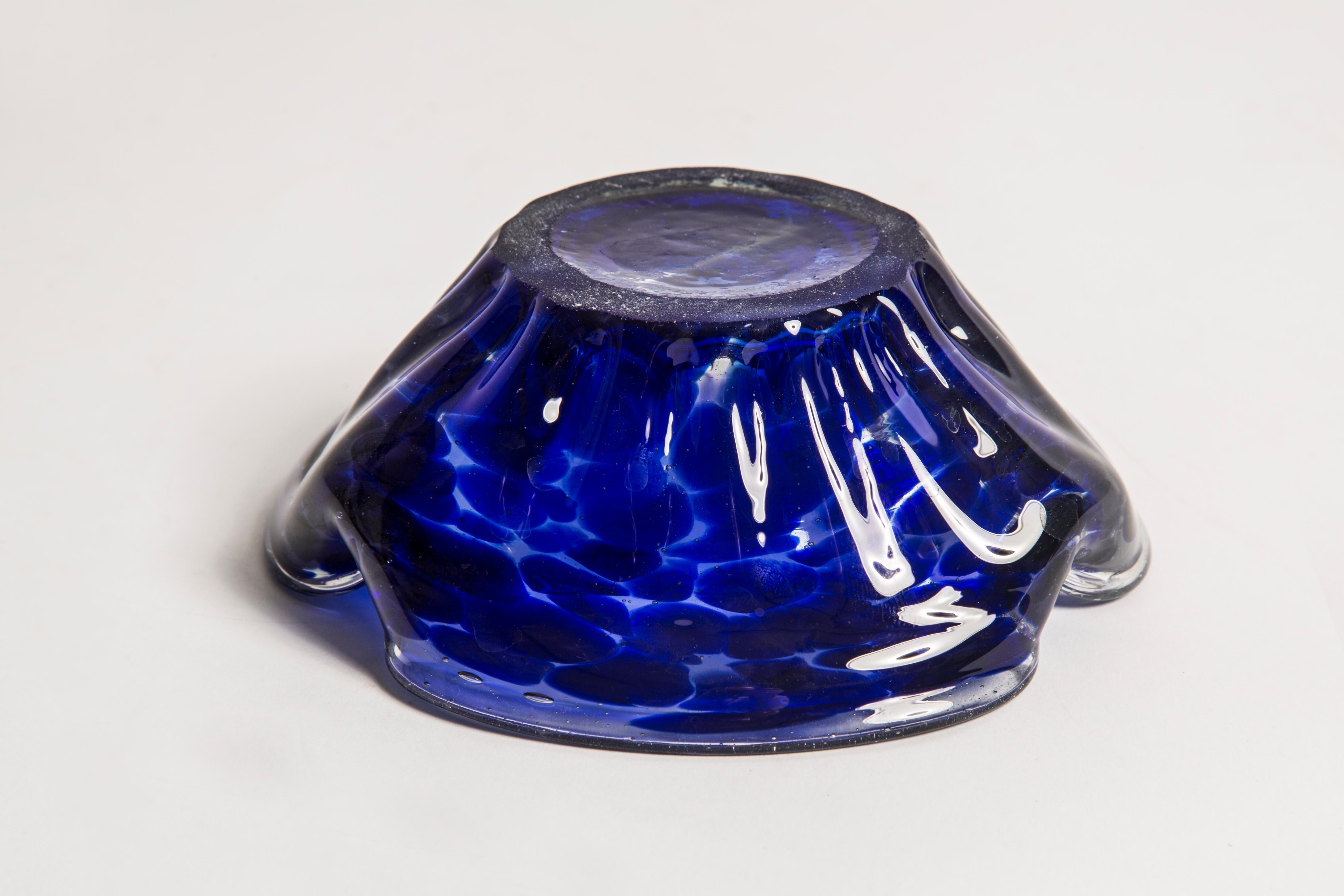 Midcentury Murano Blue Glass Bowl Ashtray Element, Italy, 1970s For Sale 2