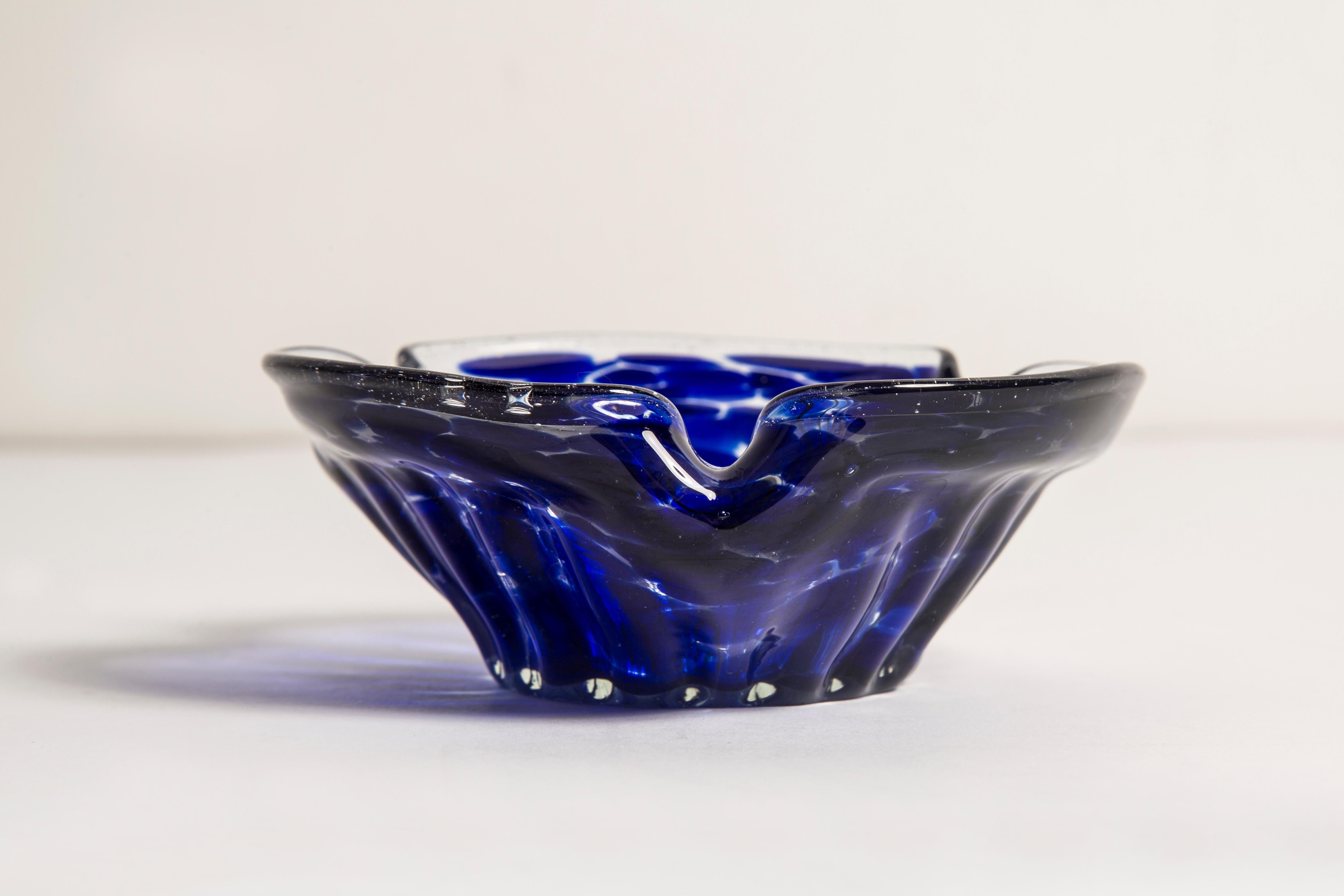 Midcentury Murano Blue Glass Bowl Ashtray Element, Italy, 1970s For Sale 3