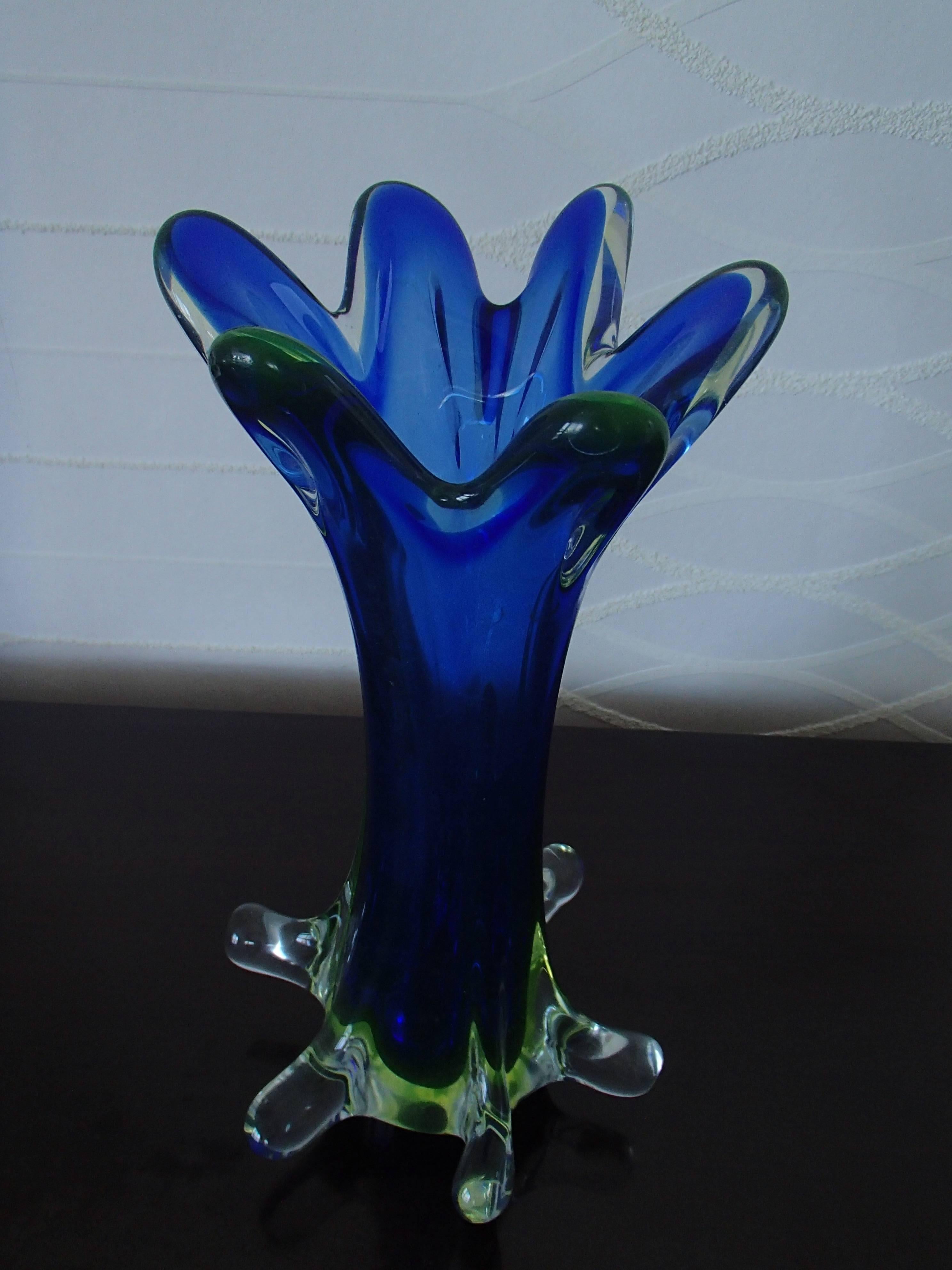 Mid-20th Century Midcentury Murano Blue Green Vase